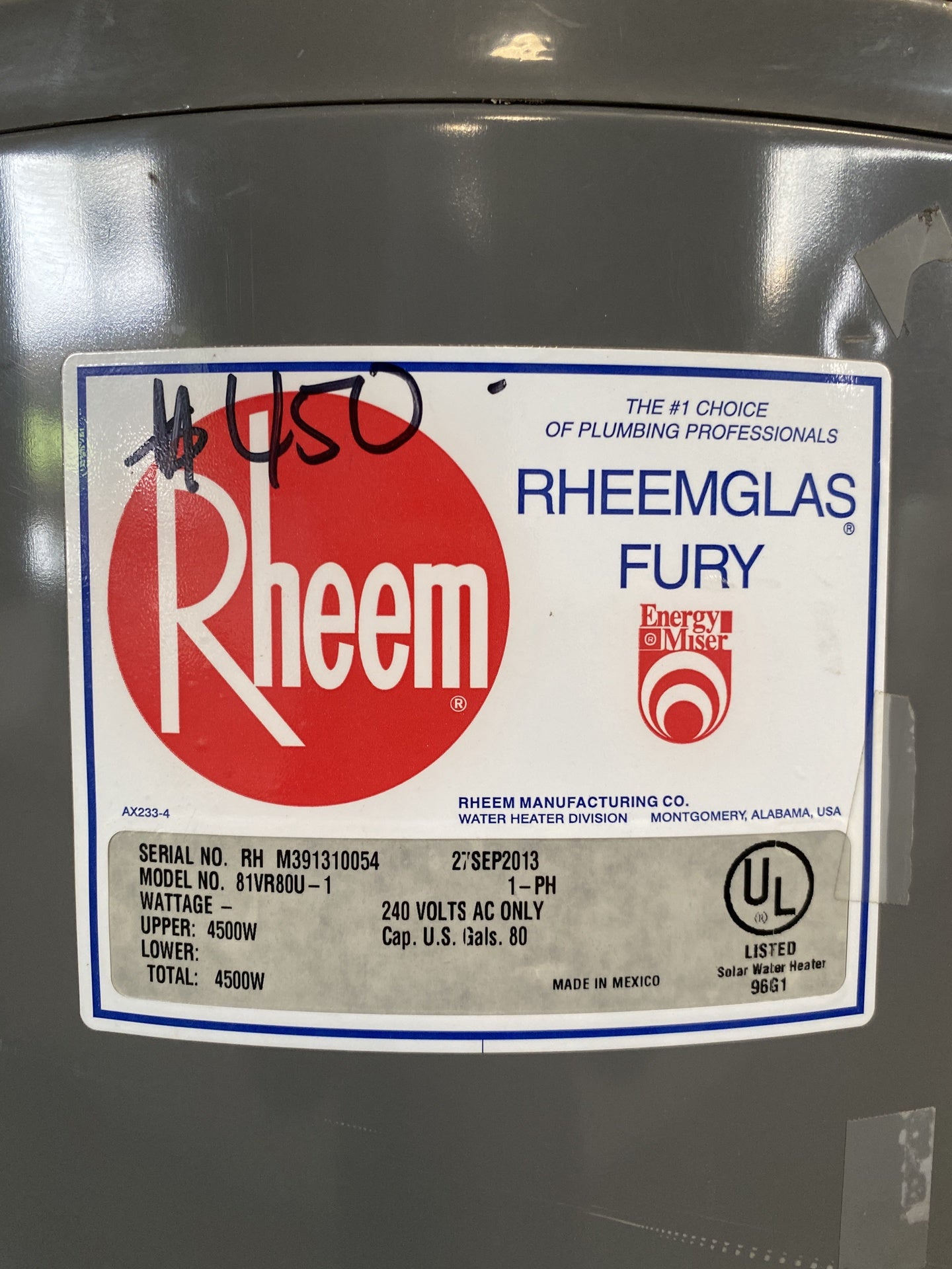 Rheemglas Fury Water Heater BO7