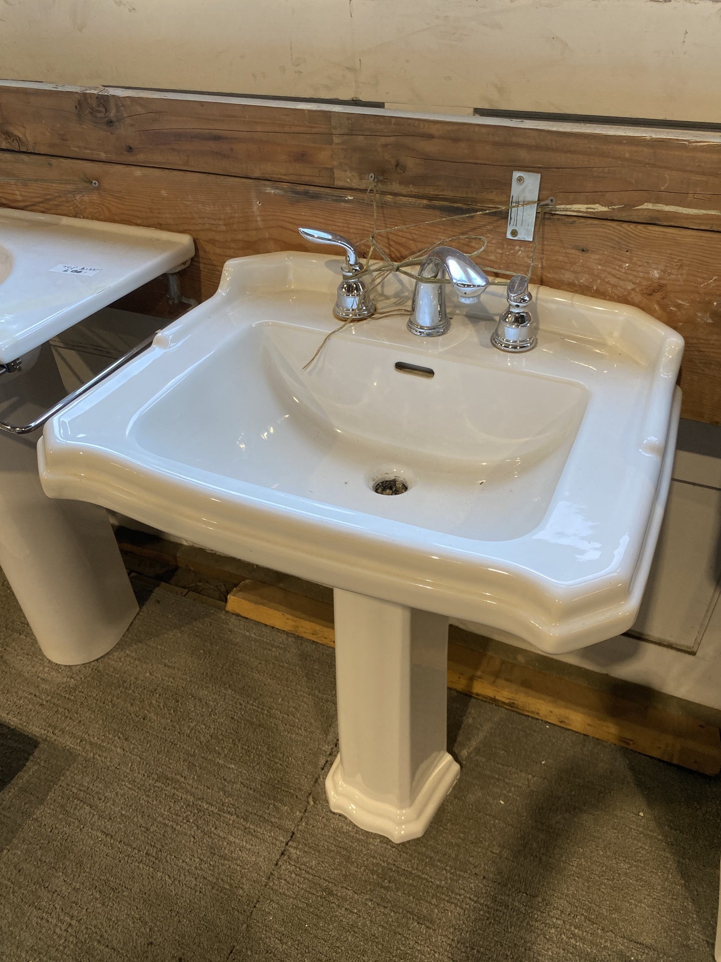 Rectangular White Pedestal Sink TRP