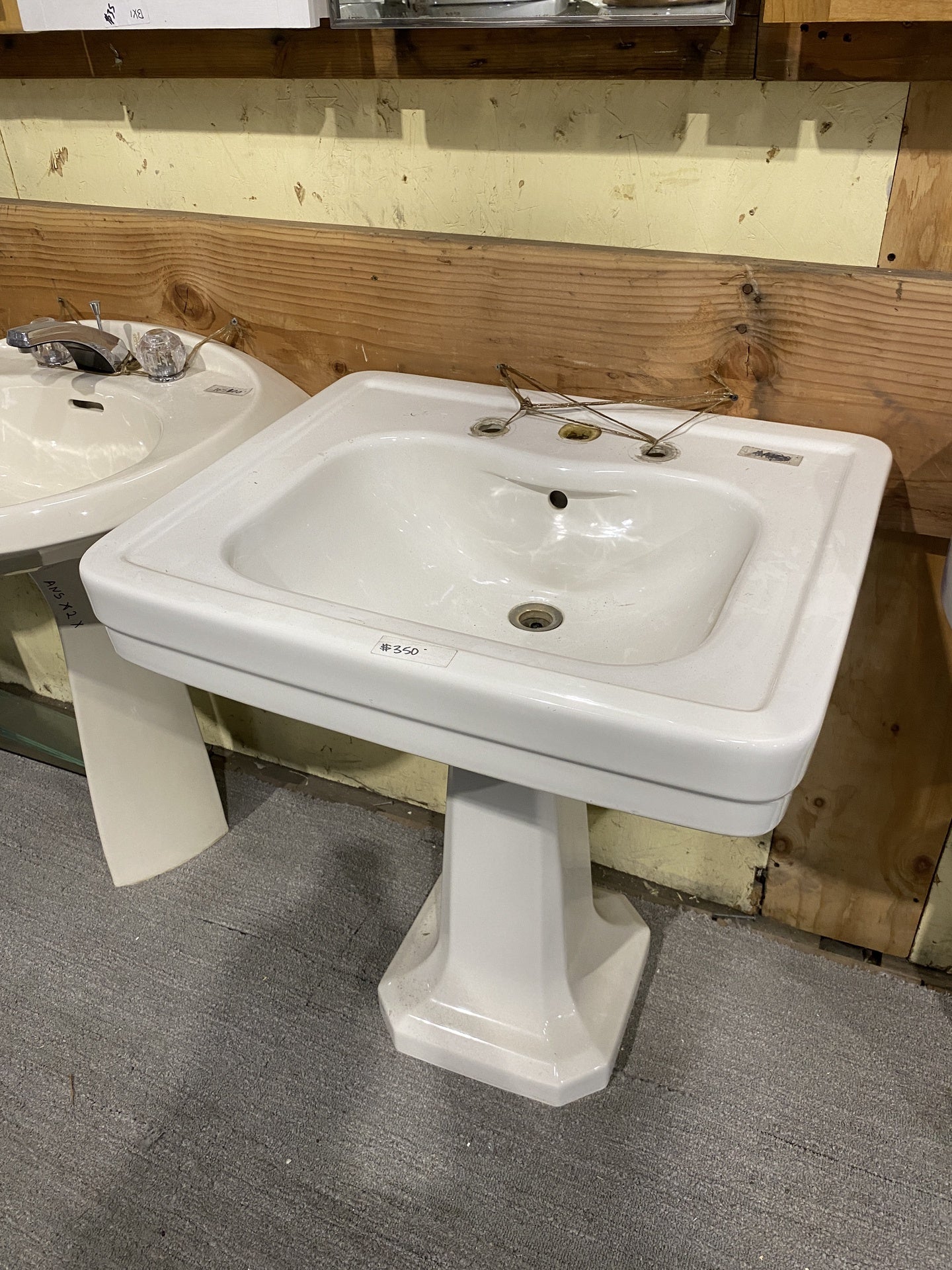 Cream Rectangular Pedestal Sink TRP