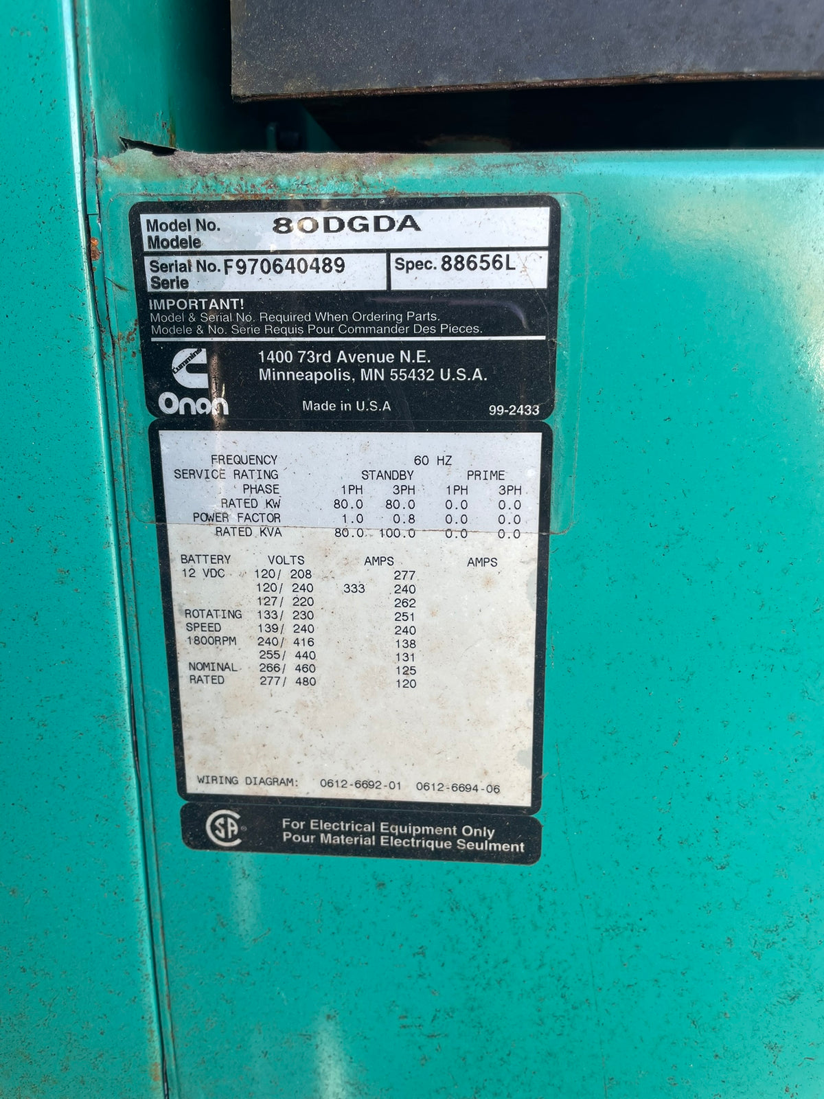 Cummins Onon 80kW Diesel Commercial Generator