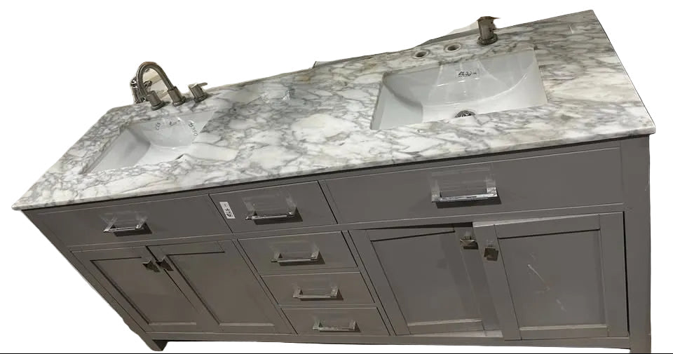 Grey Marble Top Dual Bathroom Vanity