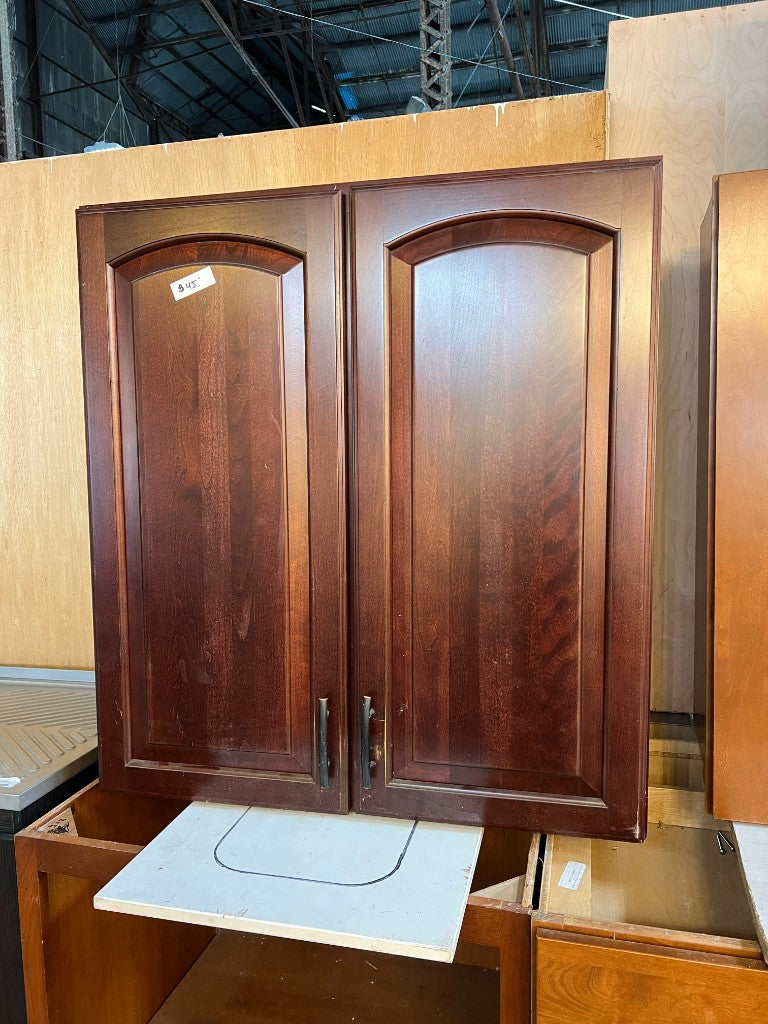 Kitchen upper cabinet 33x36 dark wood 2-door | The ReUse People Oakland