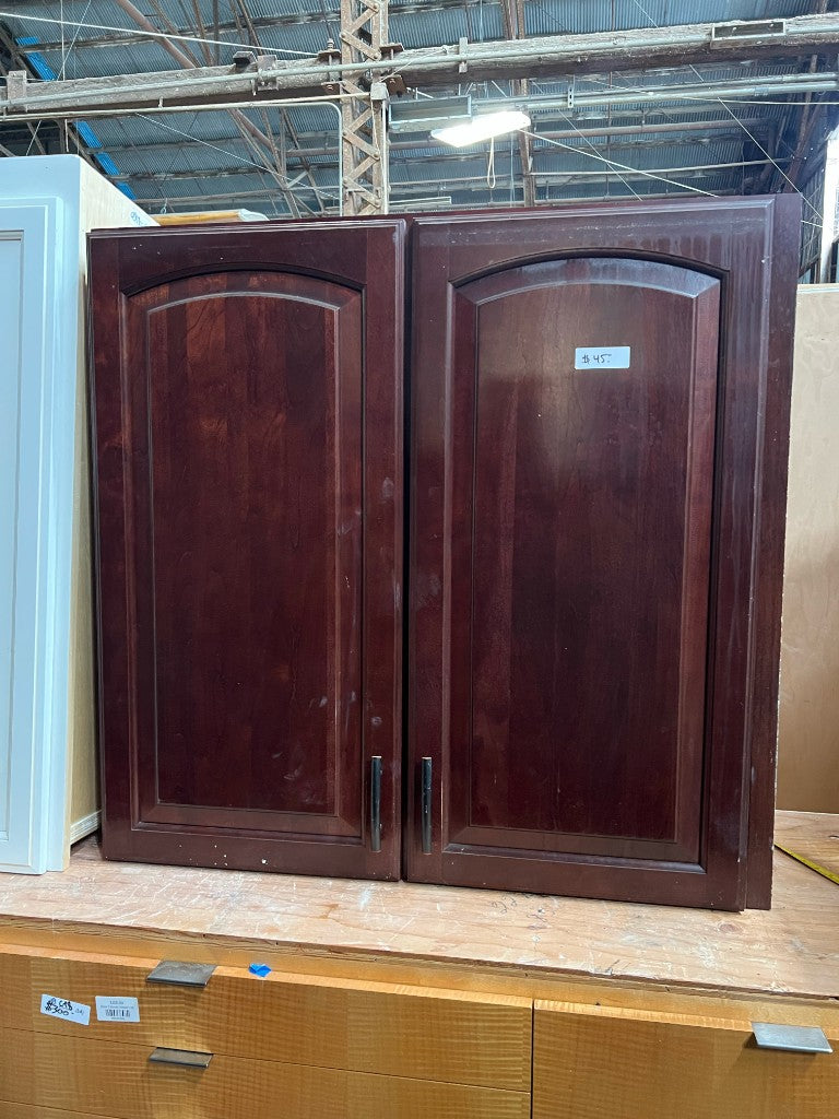 Kitchen upper cabinet 37x36 dark wood 2-door | The ReUse People Oakland