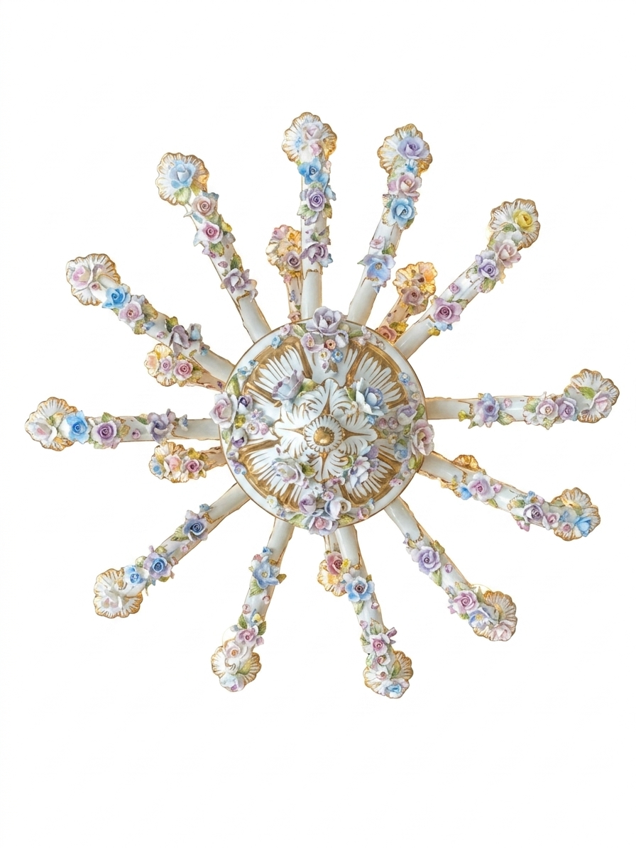 Chandelier, Italian Porcelain, Capodiamonte, TRP