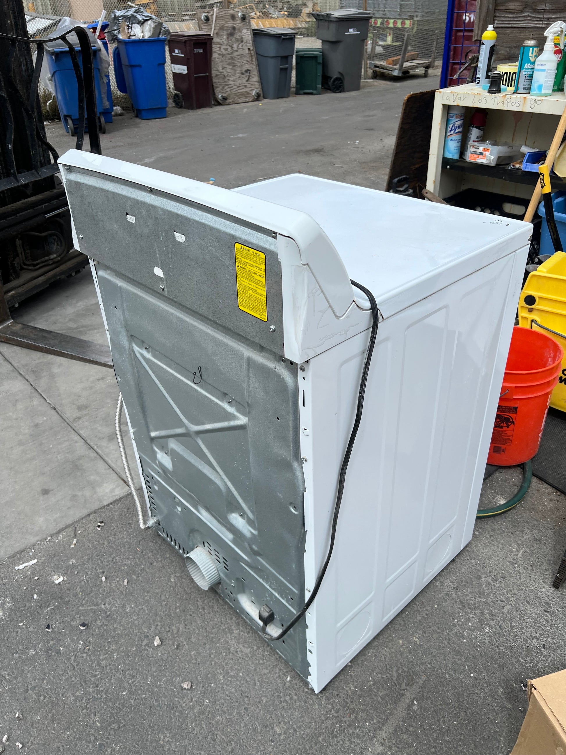 GE gas dryer back panel and connections