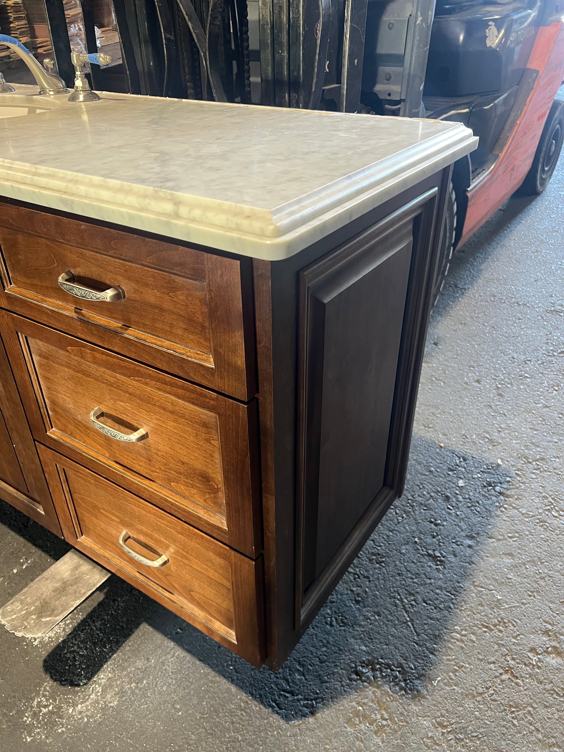 Bathroom vanity marble countertop and faucet