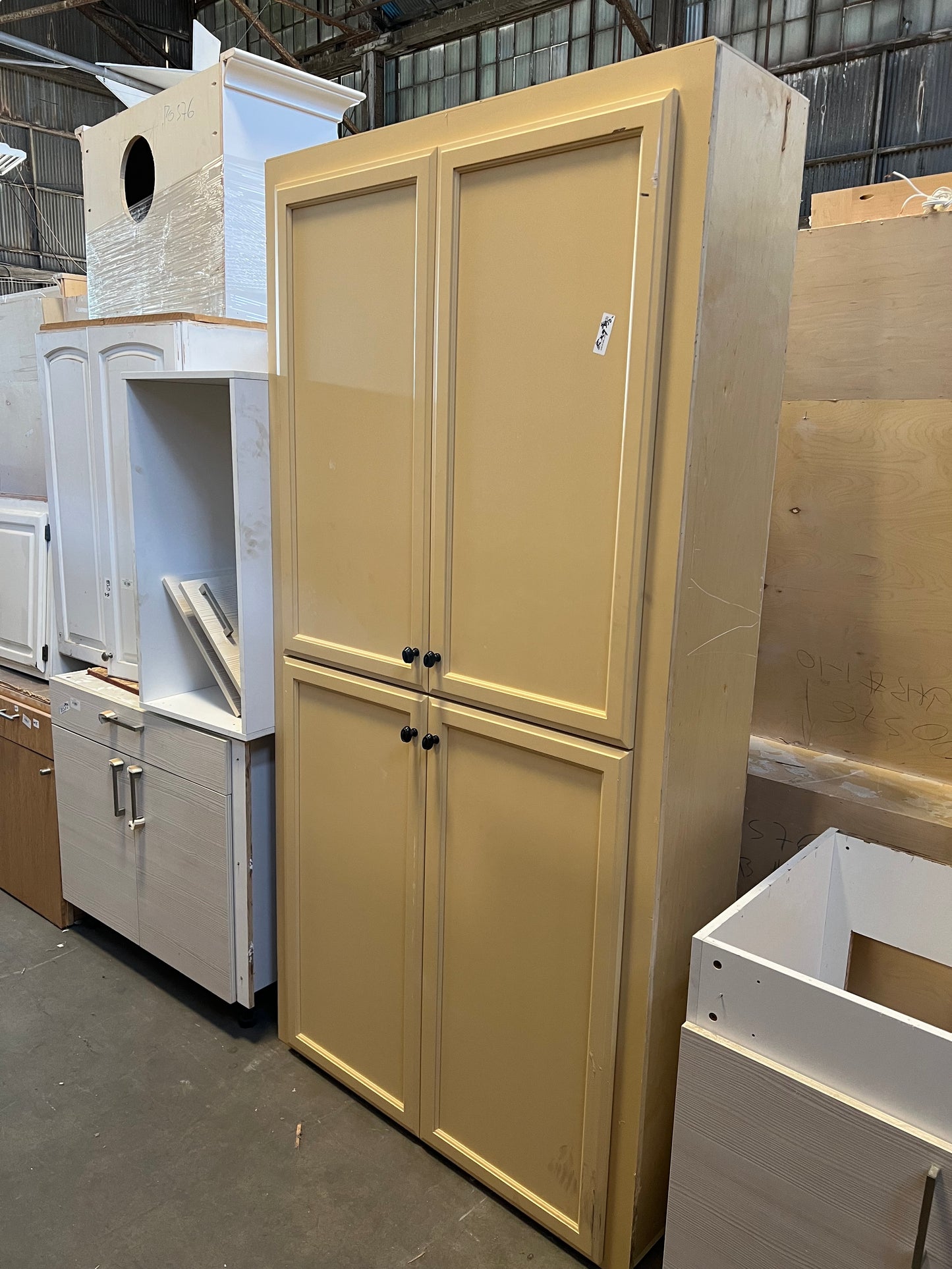 Tall pantry cabinet shaker doors reclaimed