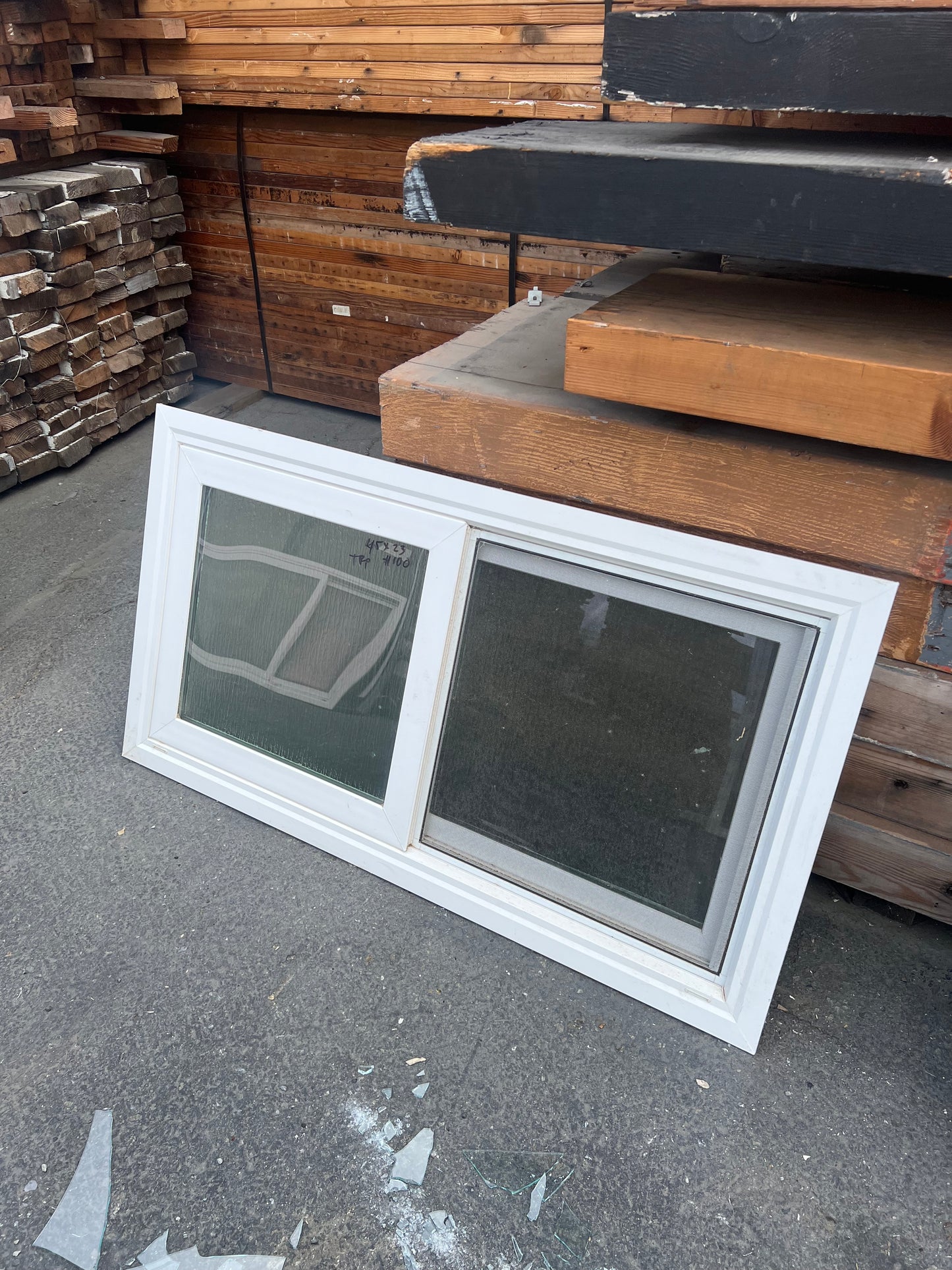 White vinyl sliding window 45x23 reclaimed Oakland