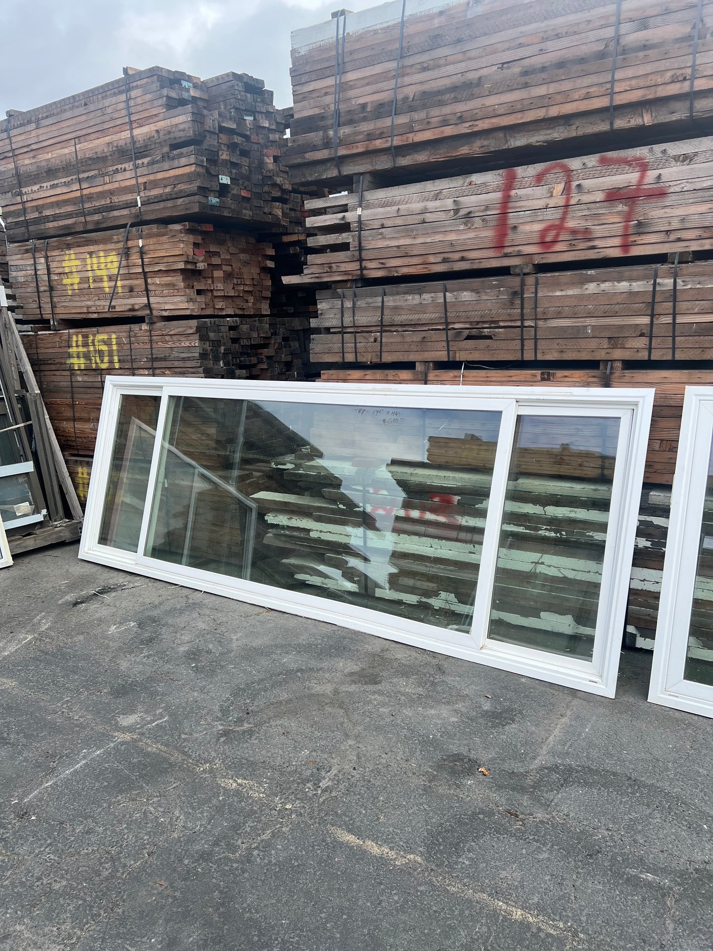 White vinyl picture window 141x48 reclaimed Oakland
