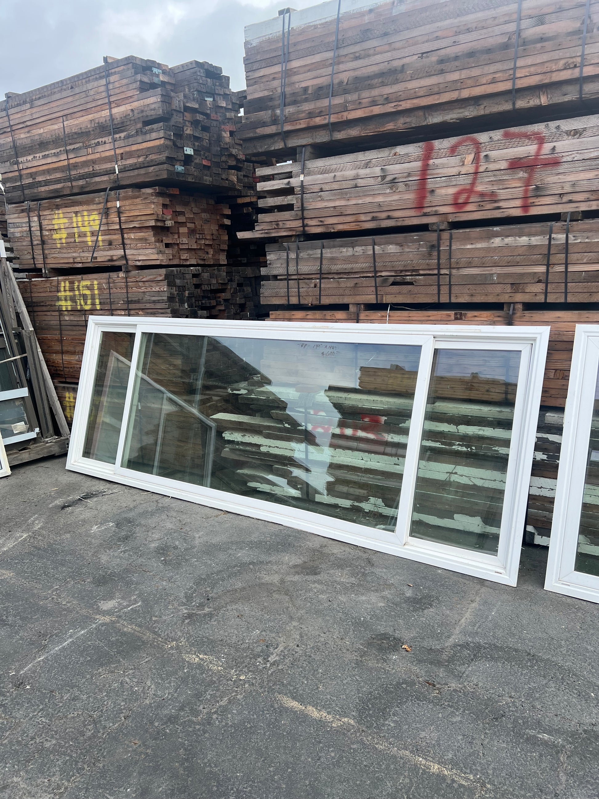 White vinyl picture window 141x48 reclaimed Oakland
