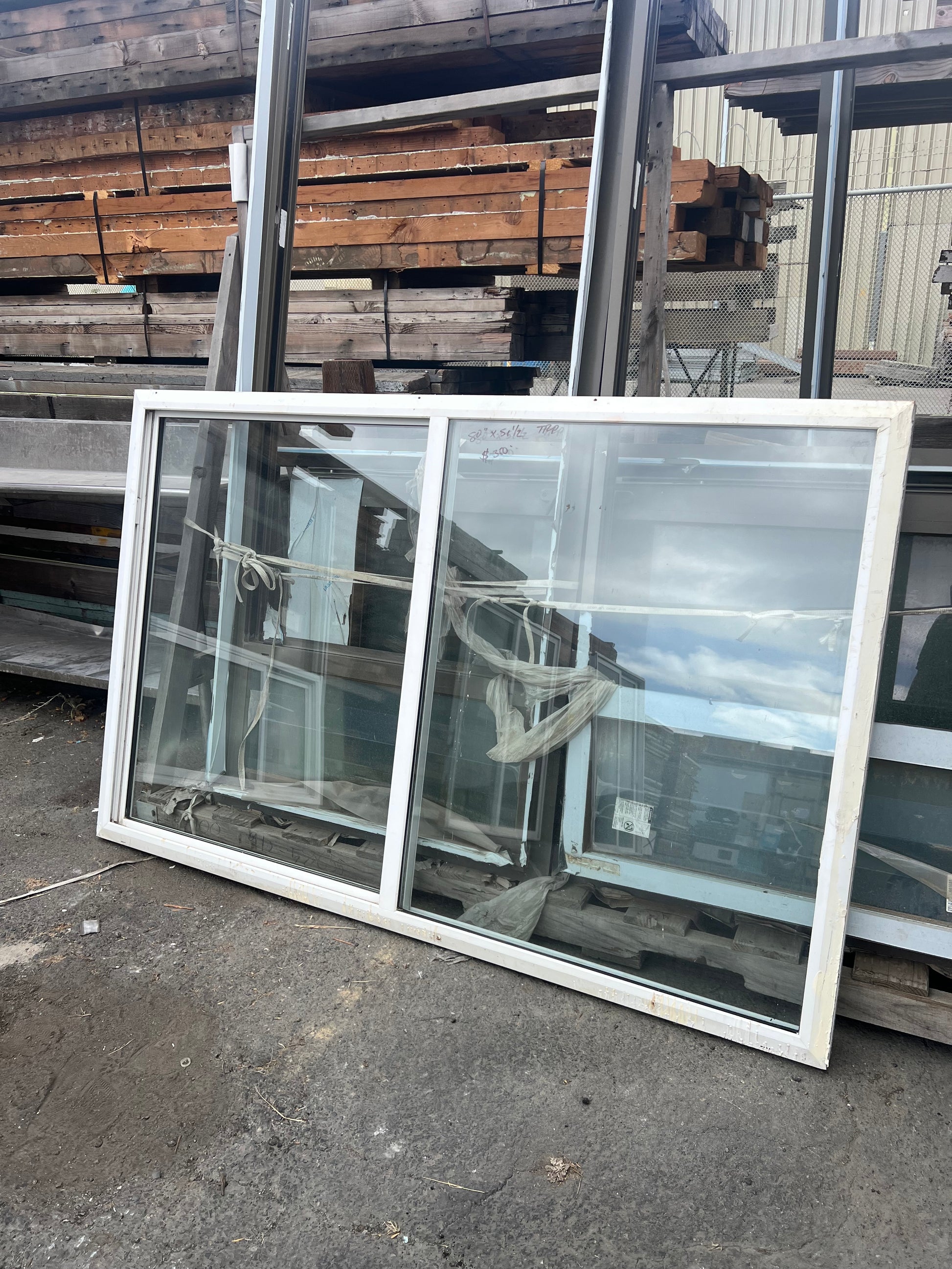 White vinyl sliding window 80x51.5 reclaimed Oakland