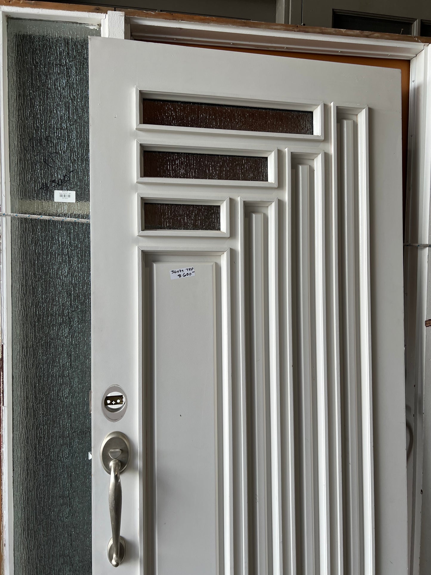 White exterior door 36x79 modern glass TRP Oakland