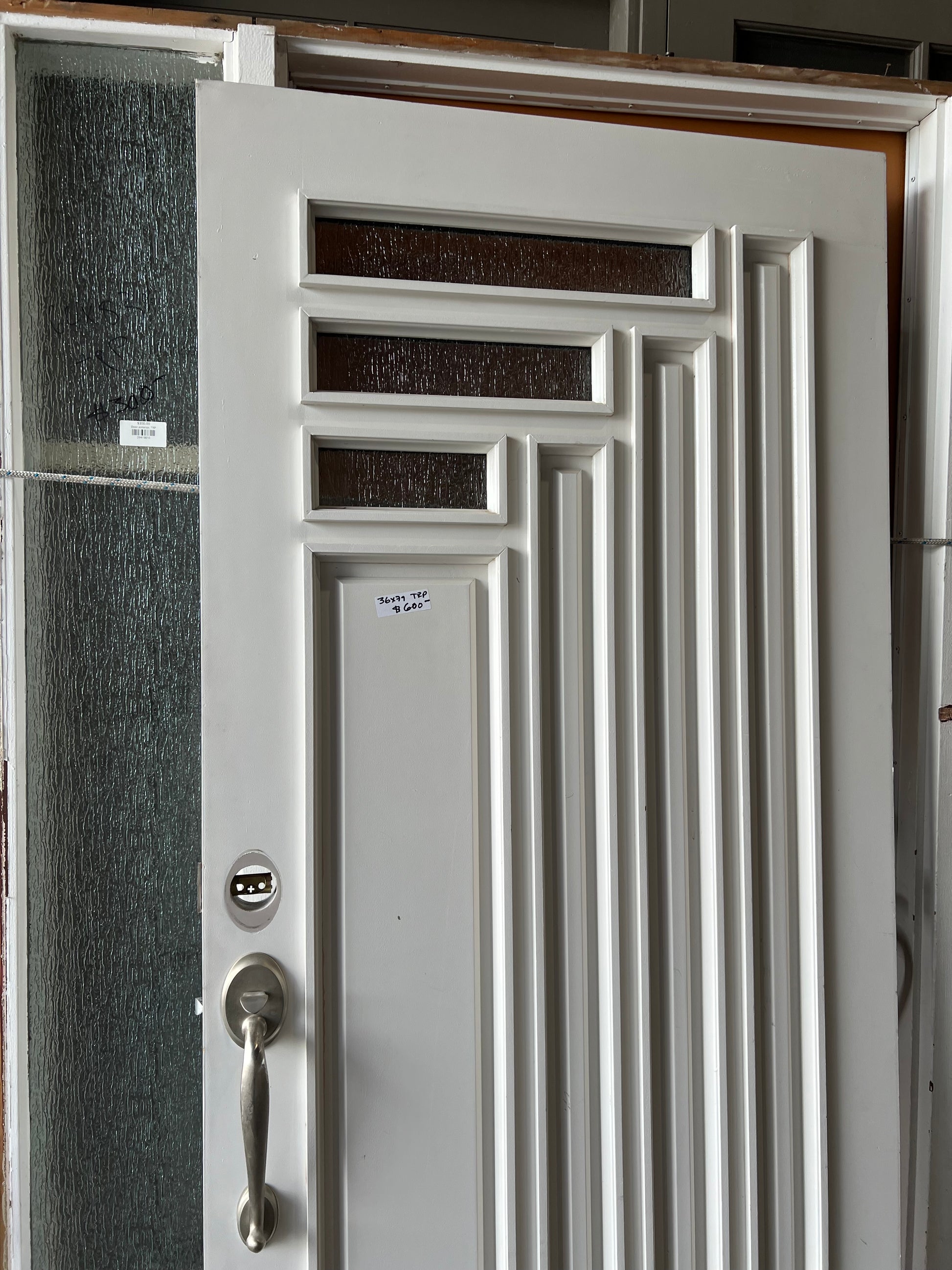 White exterior door 36x79 modern glass TRP Oakland