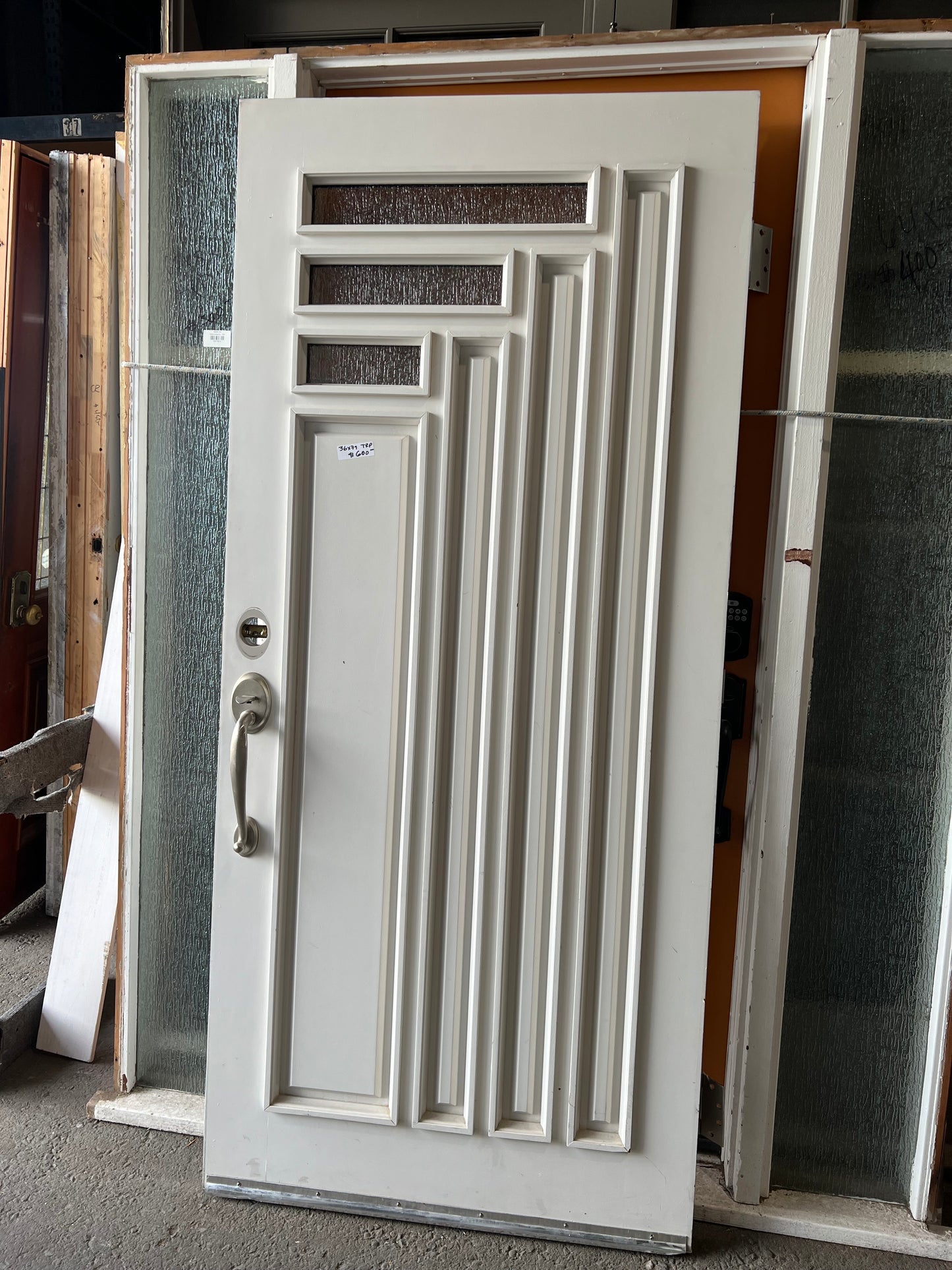 White exterior door slab no frame 36x79 TRP $600