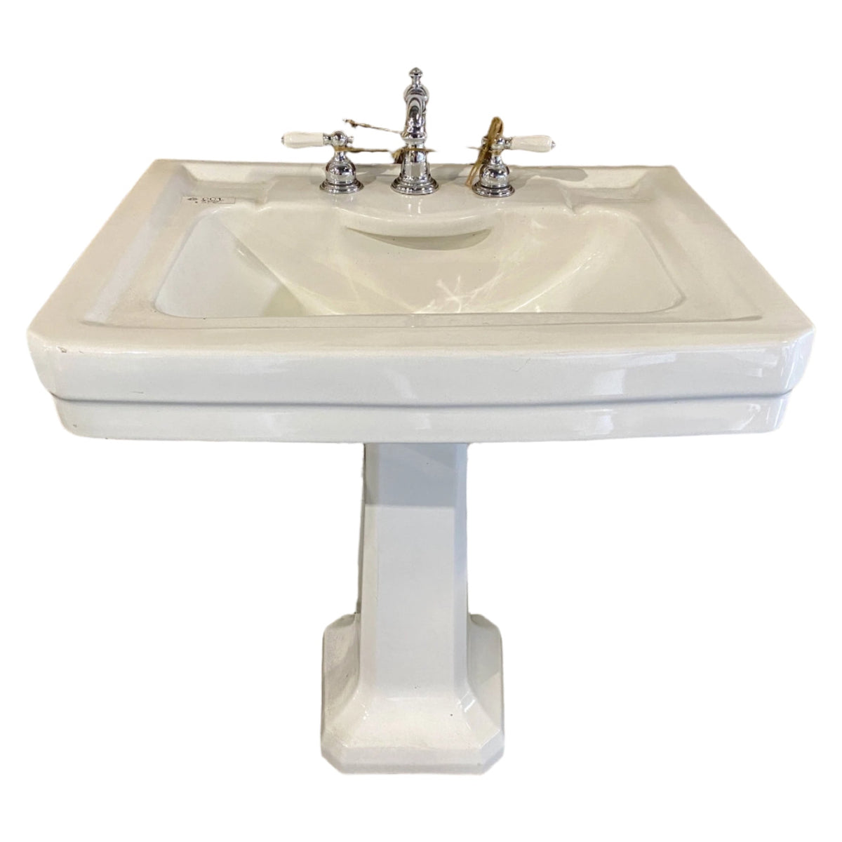 White Rectangular Pedestal Sink CC1