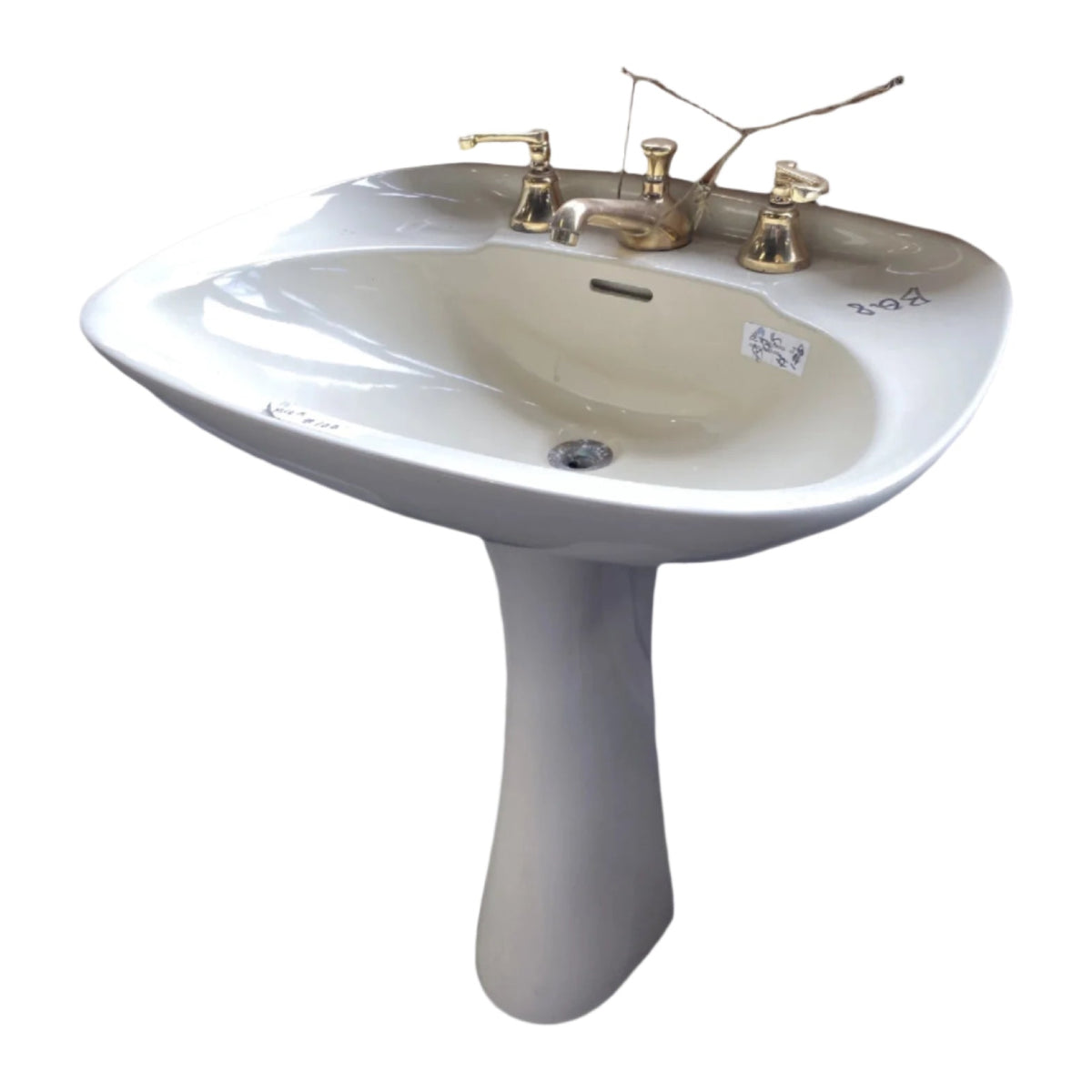 Vintage Pedestal Sink Yellow BQ8