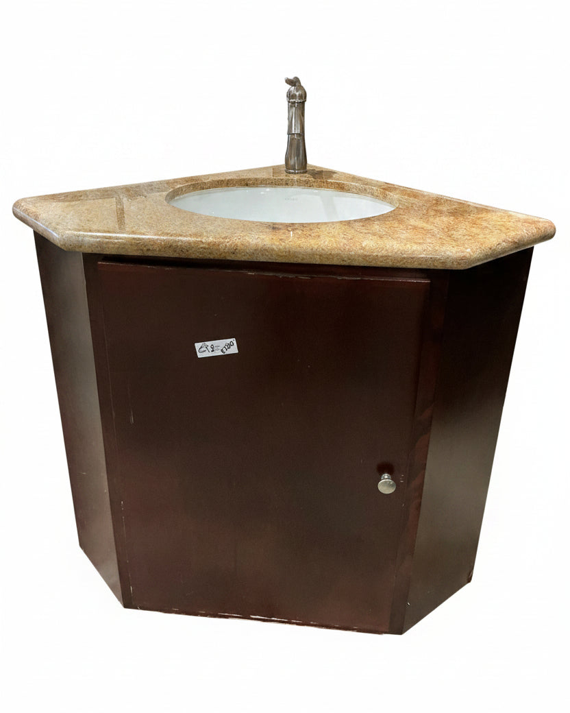 Bathroom Vanity, Corner, with Sink, faucet and granite top, CT8