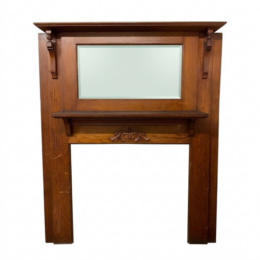 Floral Carving Wooden Fireplace Mantle BQ1