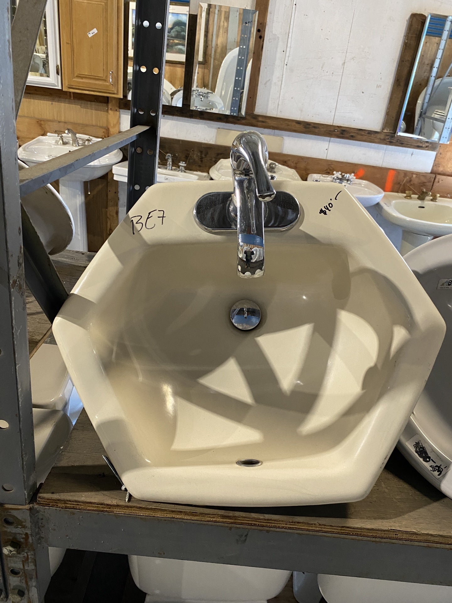 Beige Hexagon Sink BE7