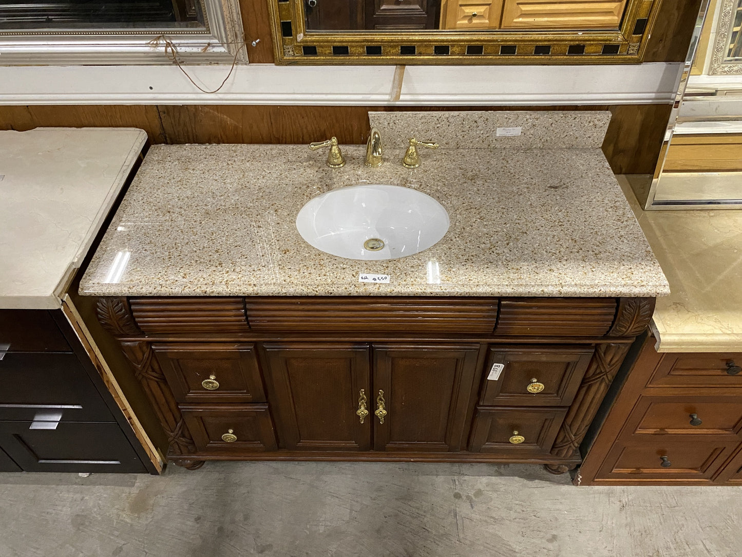 Carved Wooden Bathroom Vanity BS1