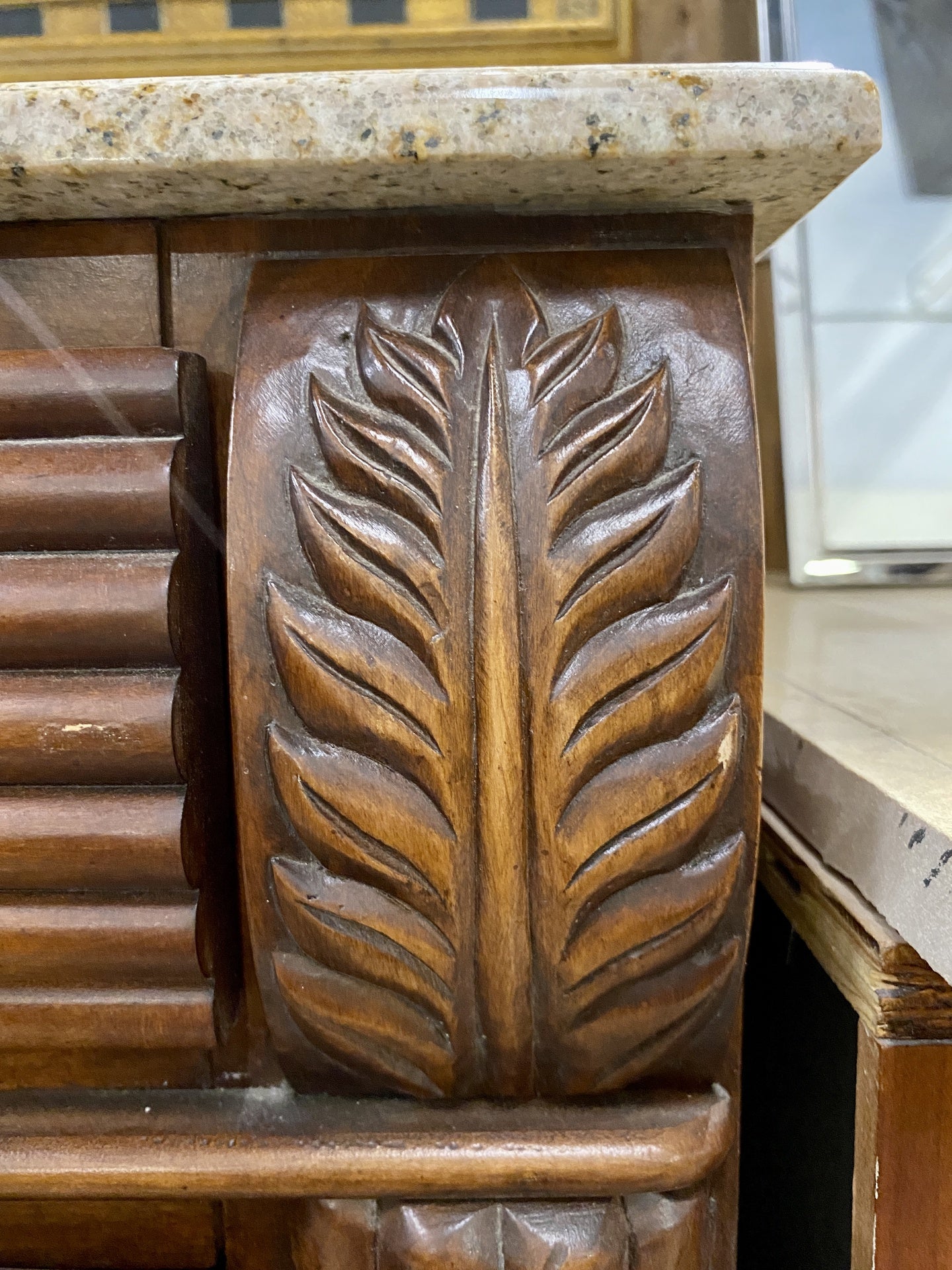 Carved Wooden Bathroom Vanity BS1