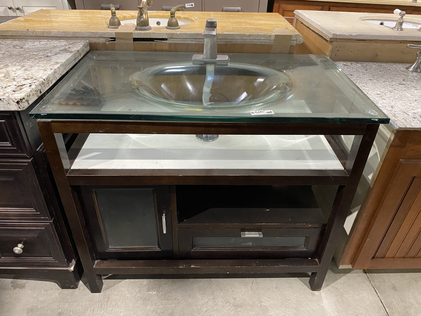 Glass Countertop Bathroom Vanity TRP