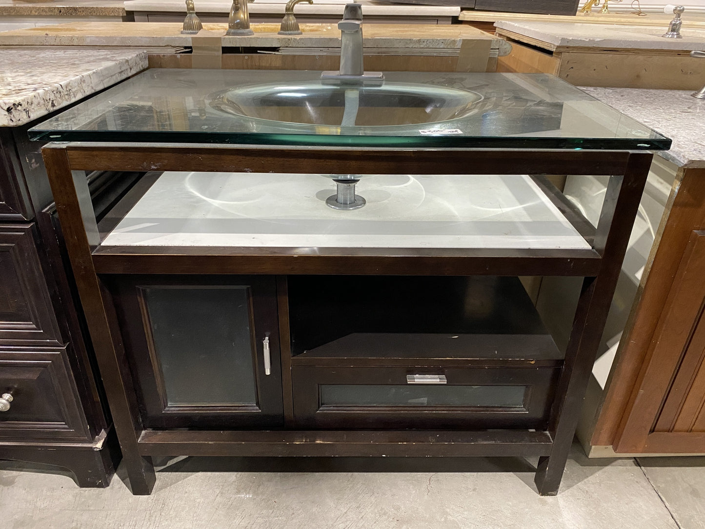 Glass Countertop Bathroom Vanity TRP