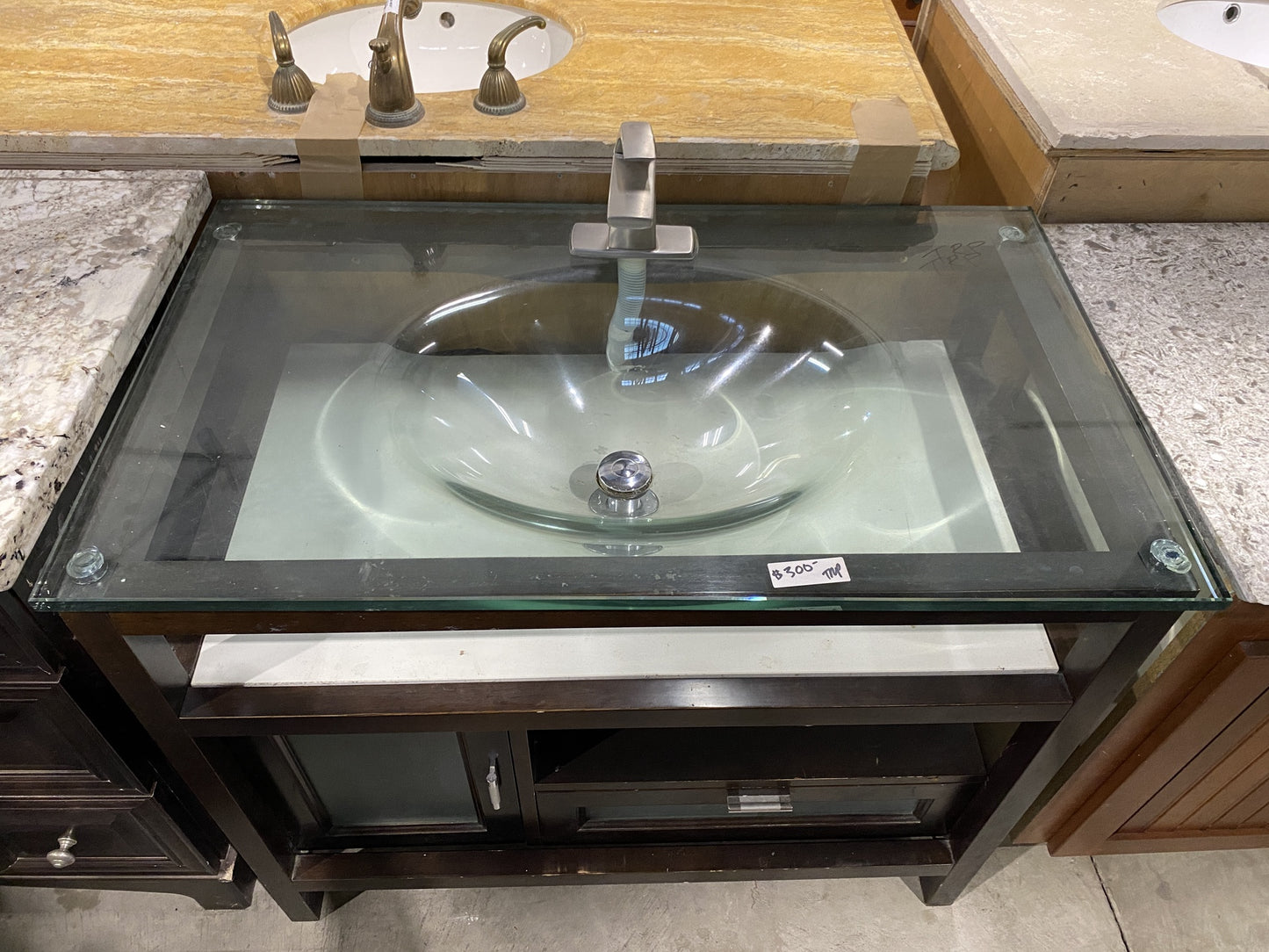 Glass Countertop Bathroom Vanity TRP