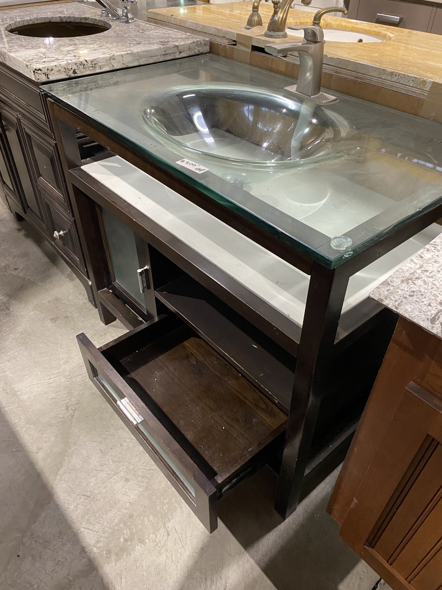 Glass Countertop Bathroom Vanity TRP