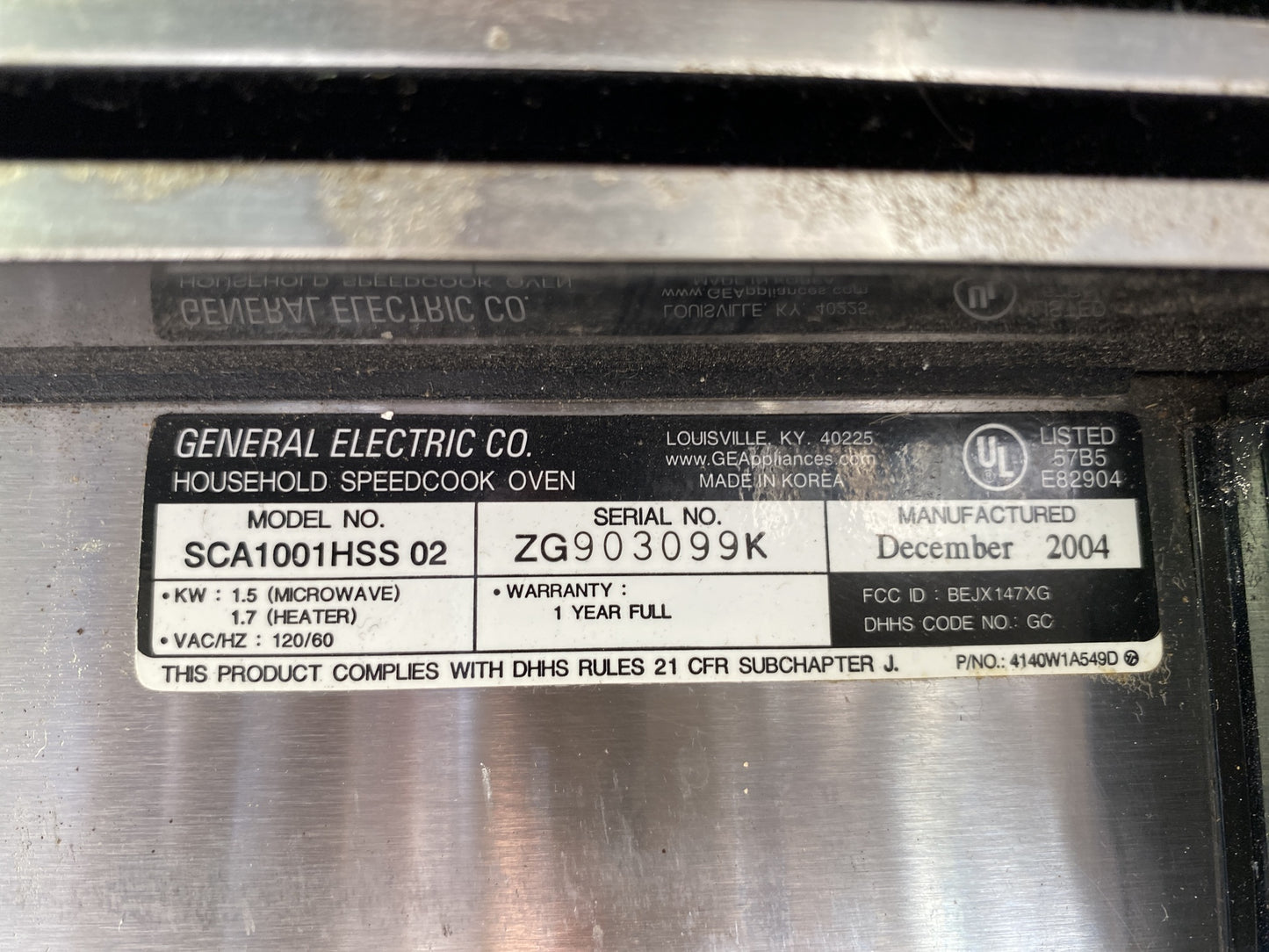 GE Advantium 120 BT1