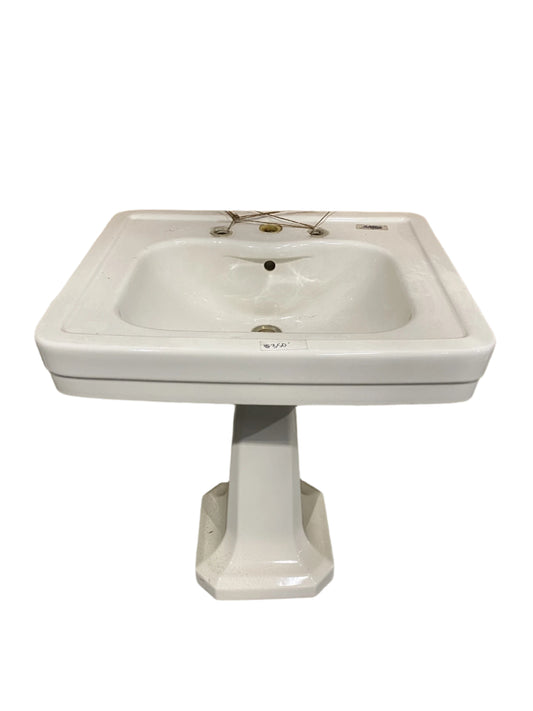 Cream Rectangular Pedestal Sink TRP