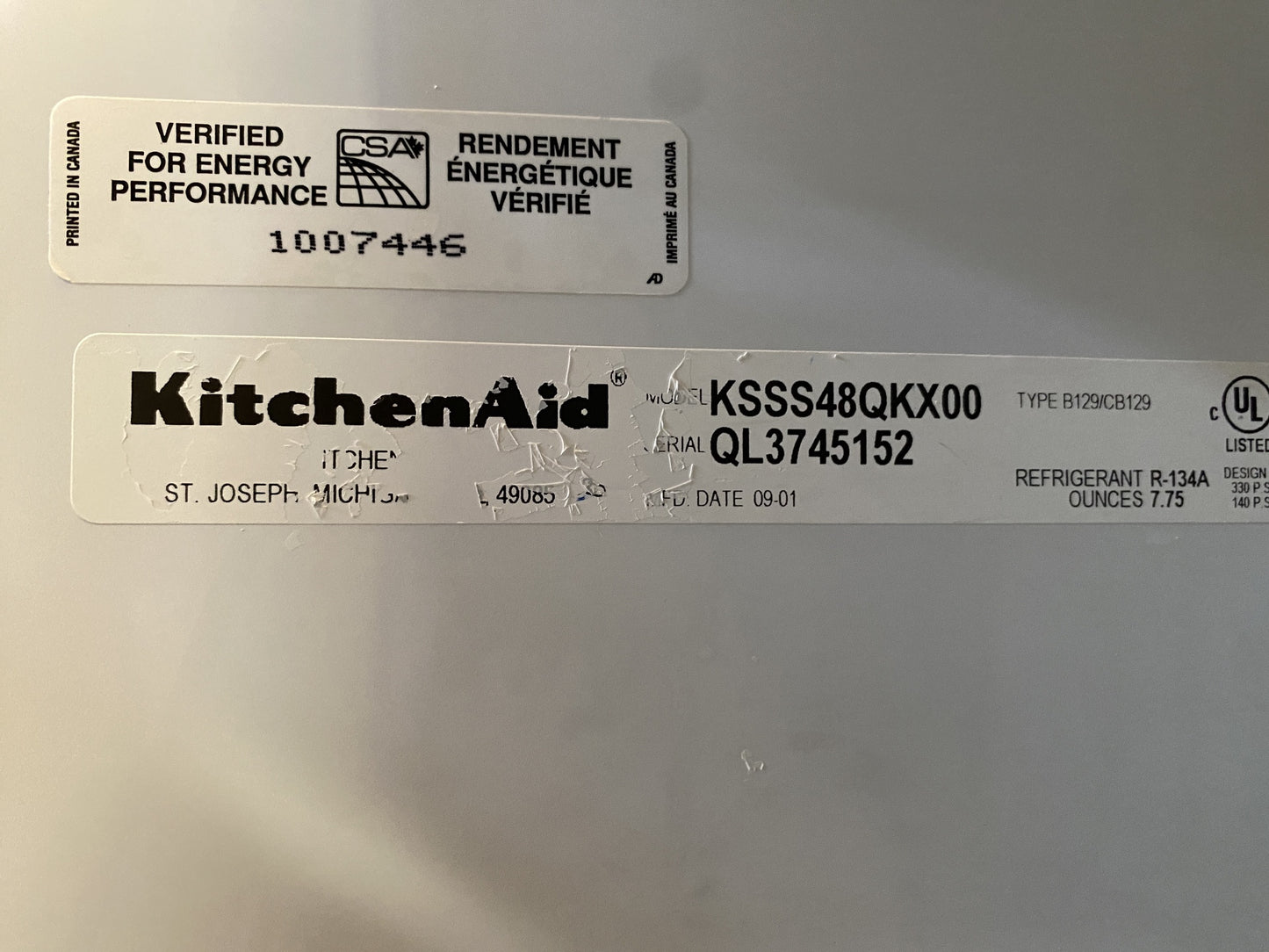 Kitchen Aid Superba Refrigerator CF6