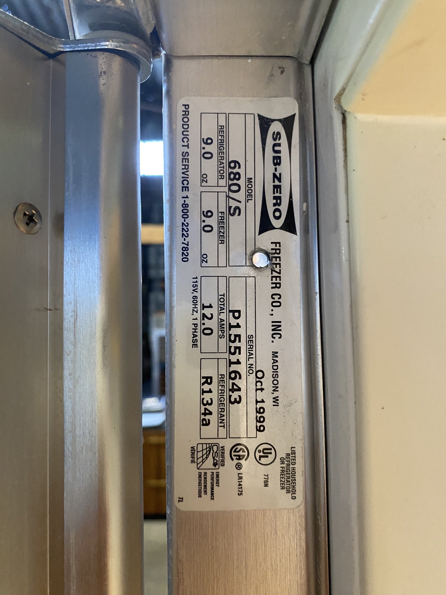 Subzero 680 Refrigerator Freezer BQ5