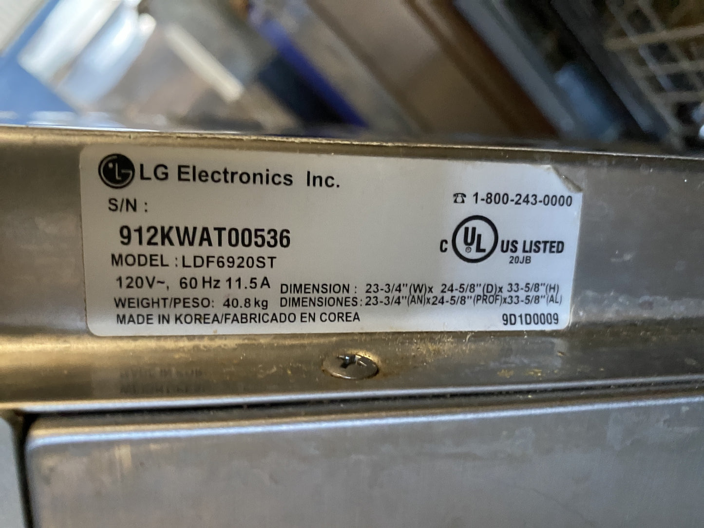 LG Direct Drive Dishwasher BK3