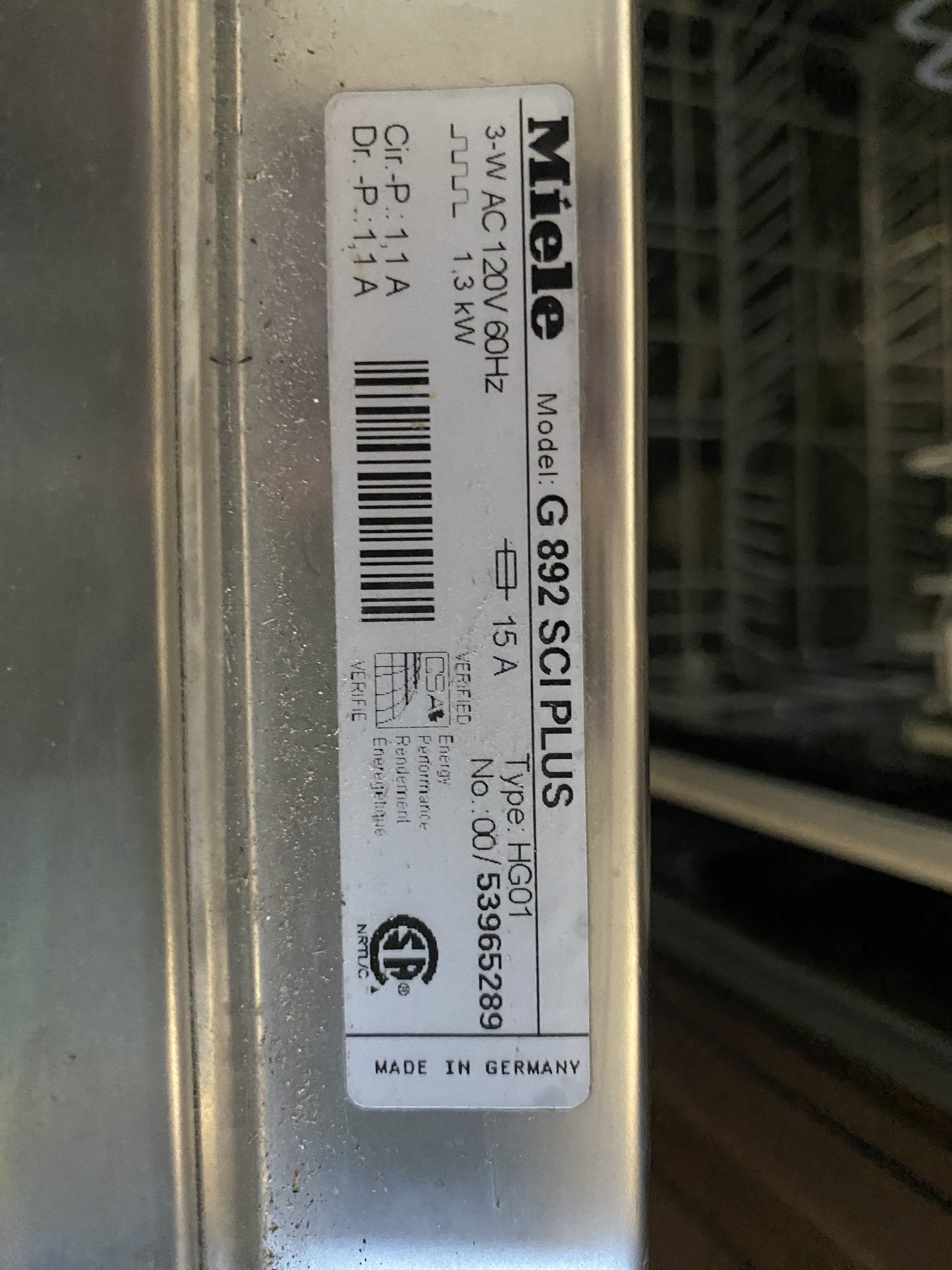 Miele Dishwasher TRP