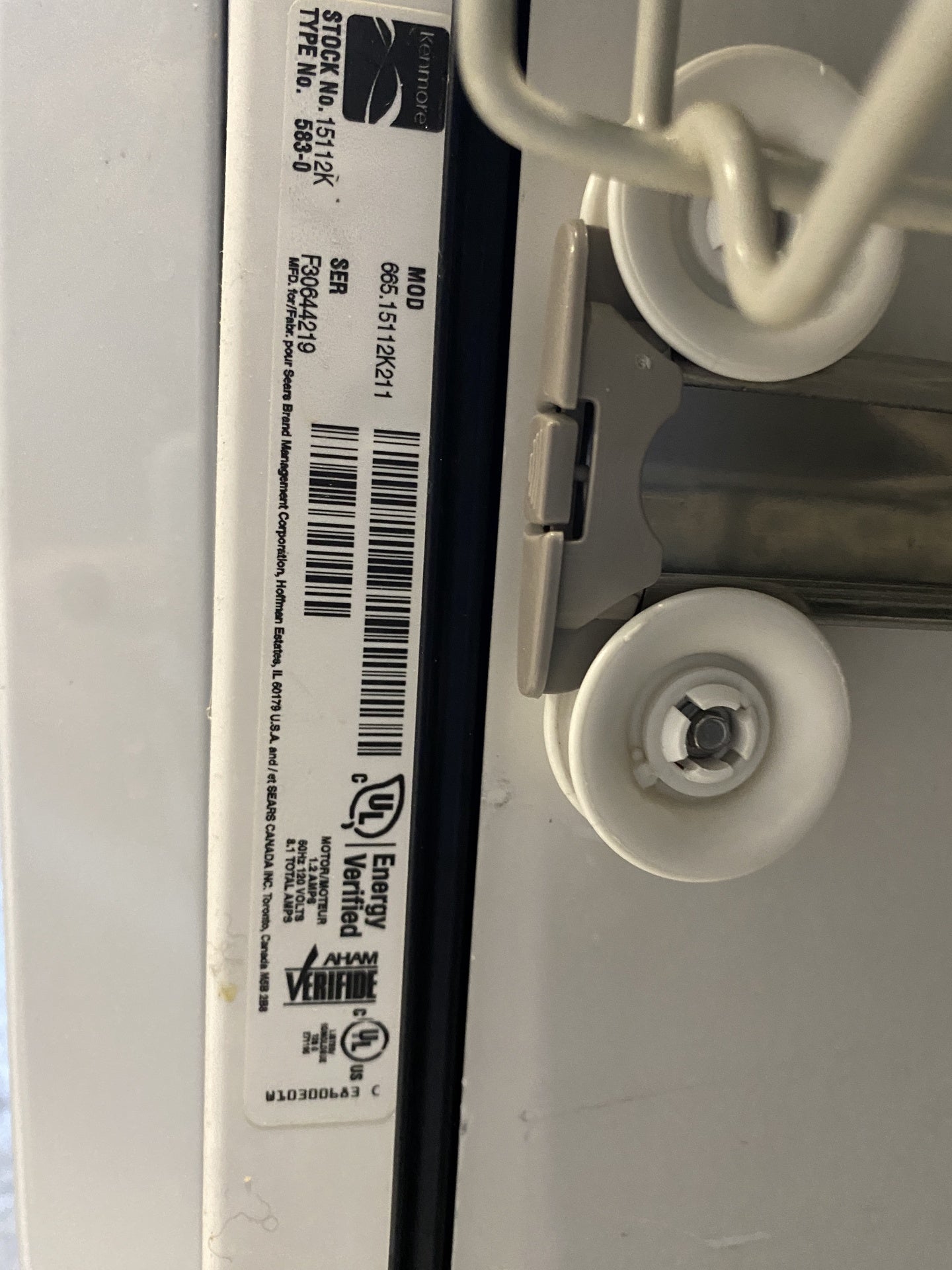 White Kenmore Dishwasher TRP