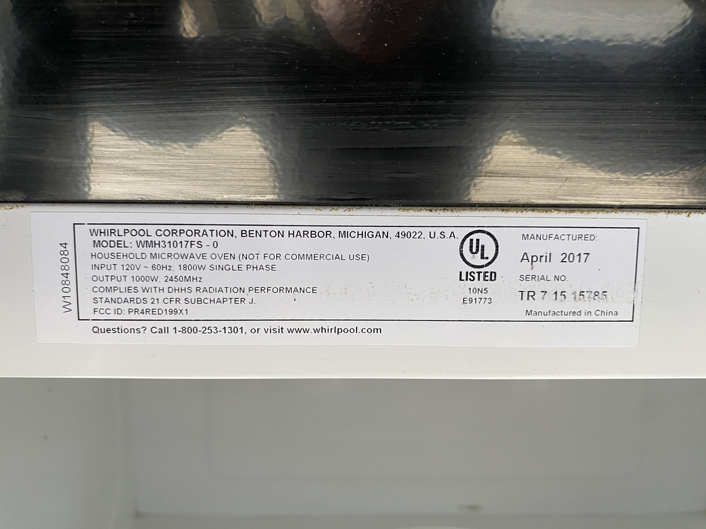 Silver Whirlpool Microwave TRP