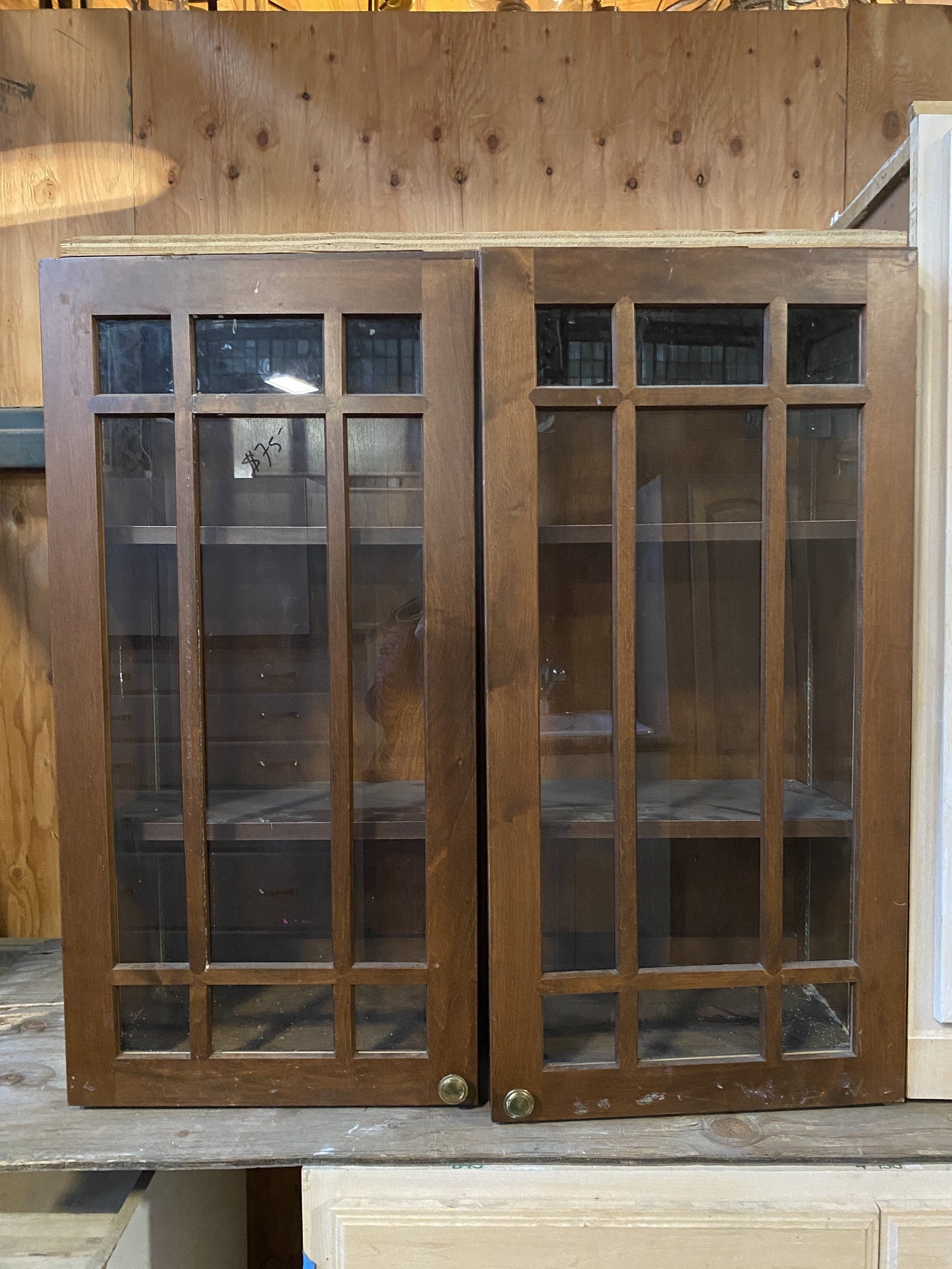Brown Glass Door Cabinet TRP