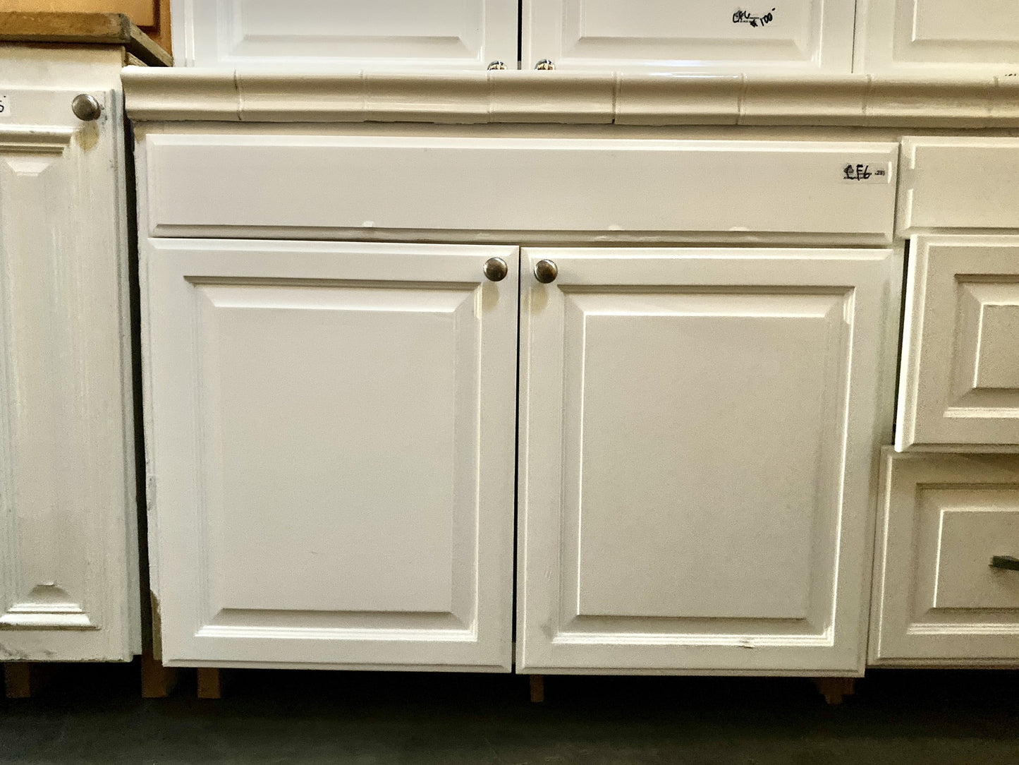 White 3 Drawer Tile Counter Bottom Cabinet CF6