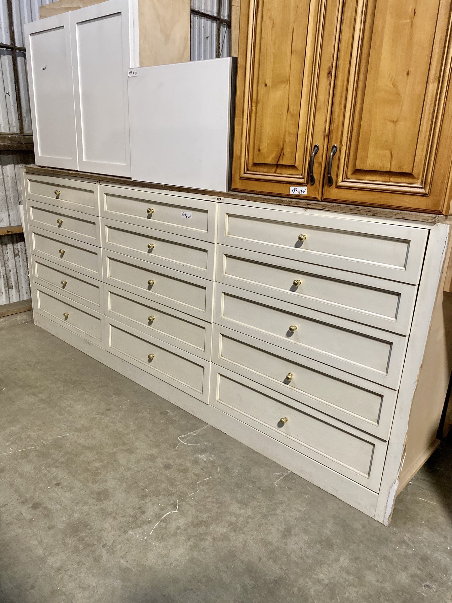 Cream 15 Drawer Wooden Dresser BU8