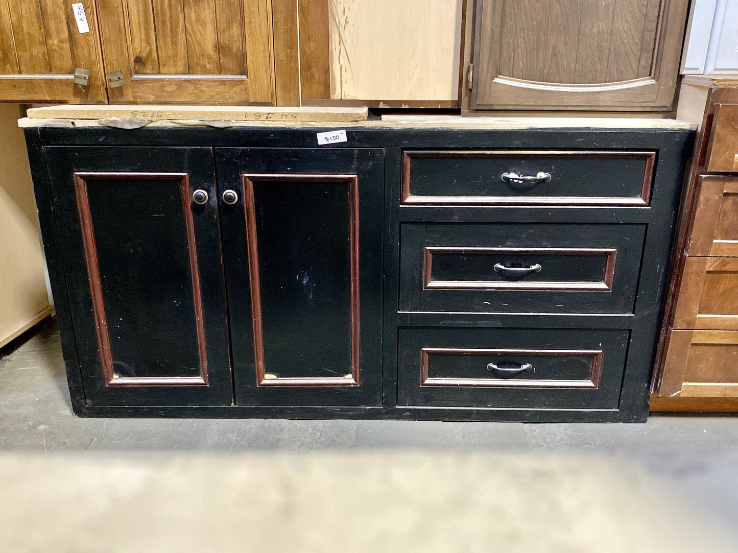 Lower Cabinet Black 3 Drawer BQ1