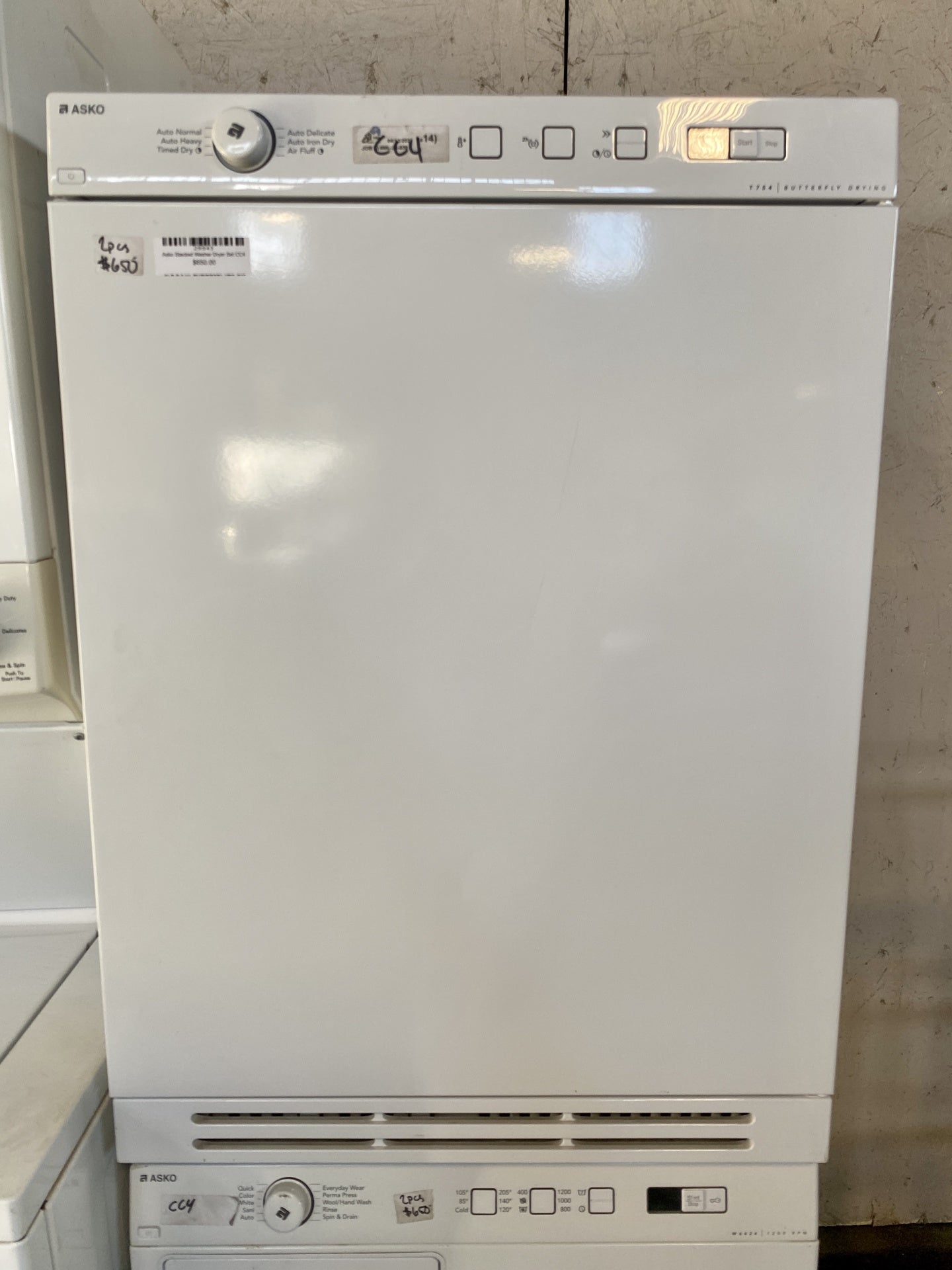 Asko Stacked Washer Dryer Set CC4