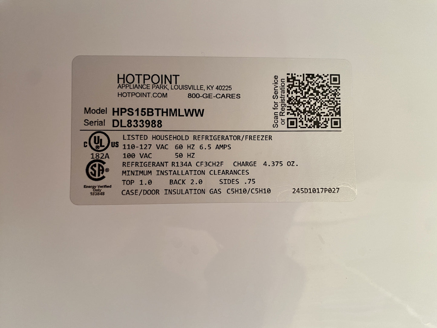 Hotpoint Refrigerator White TRP