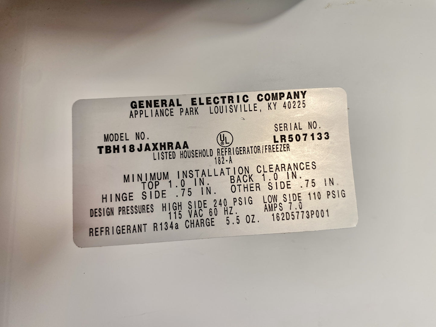 GE Refrigerator Cream CI1
