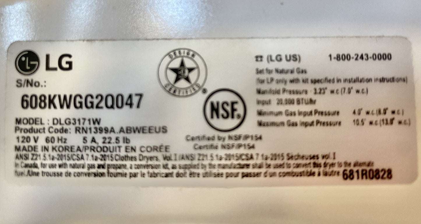 LG Direct Drive Washer Dryer Set TRP