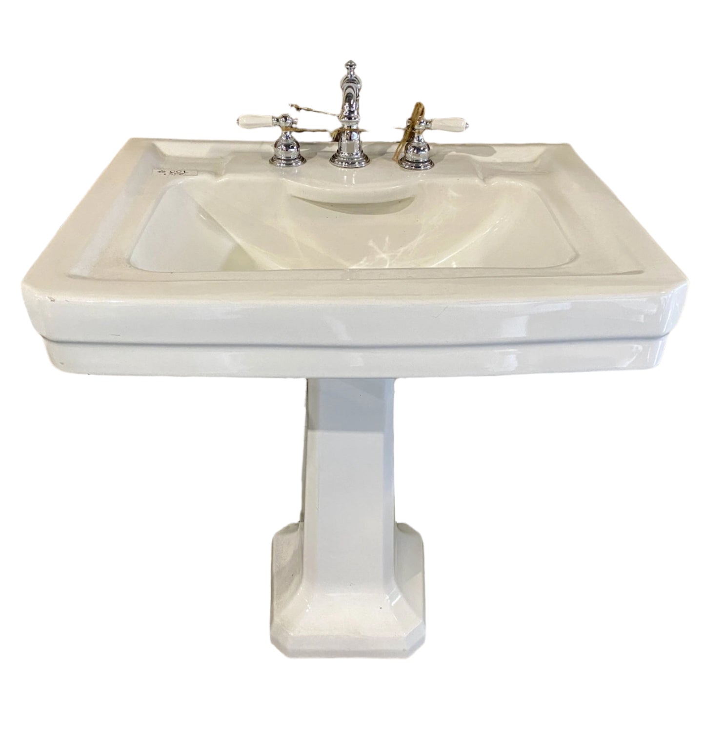 White Rectangular Pedestal Sink CC1