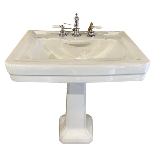 White Rectangular Pedestal Sink CC1