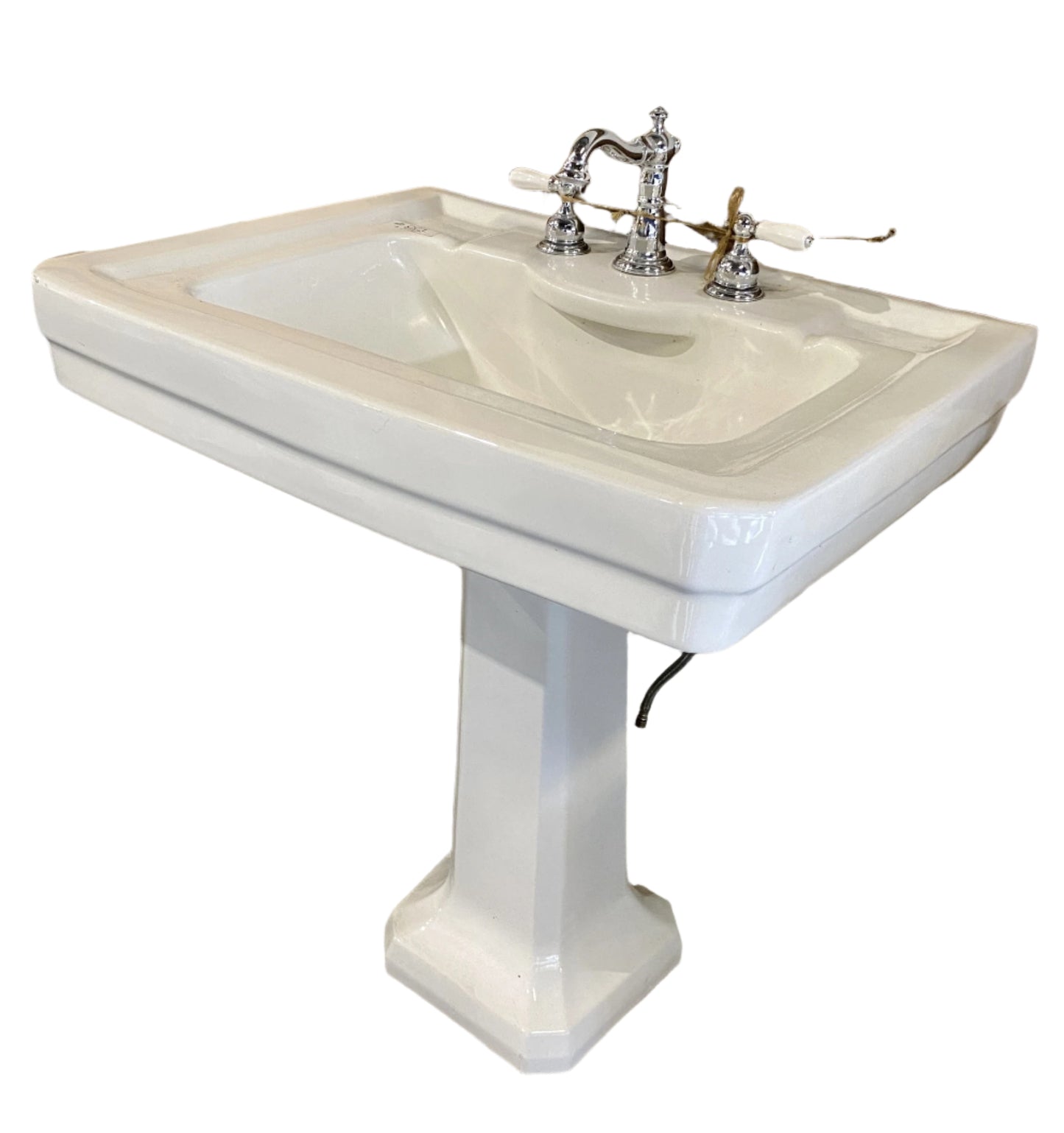 White Rectangular Pedestal Sink CC1