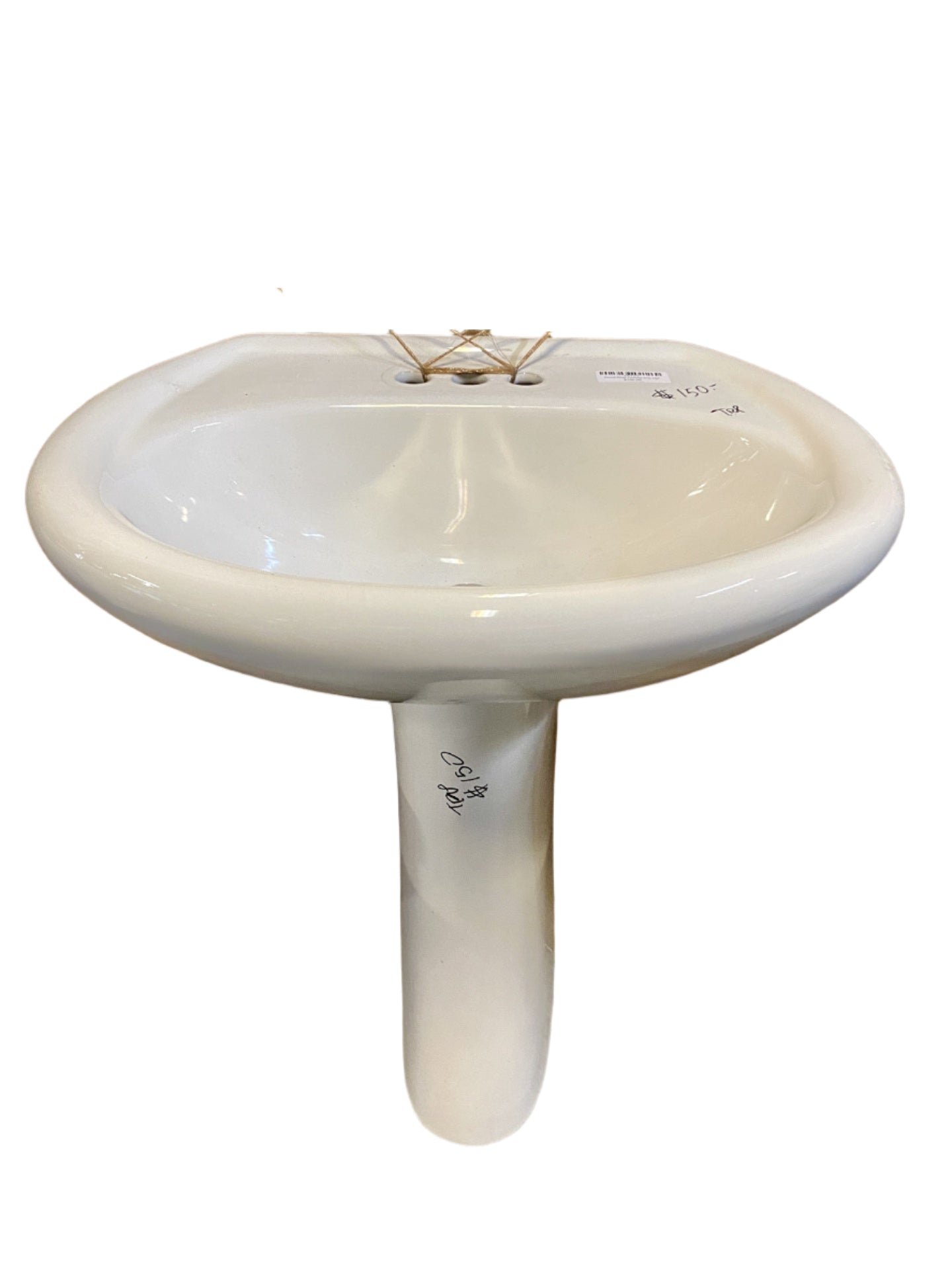 Round White Pedestal Sink TRP