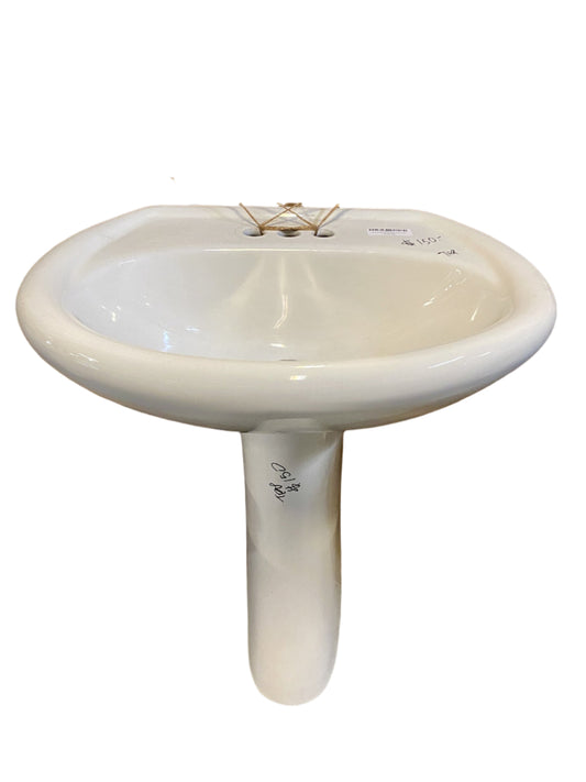 Round White Pedestal Sink TRP